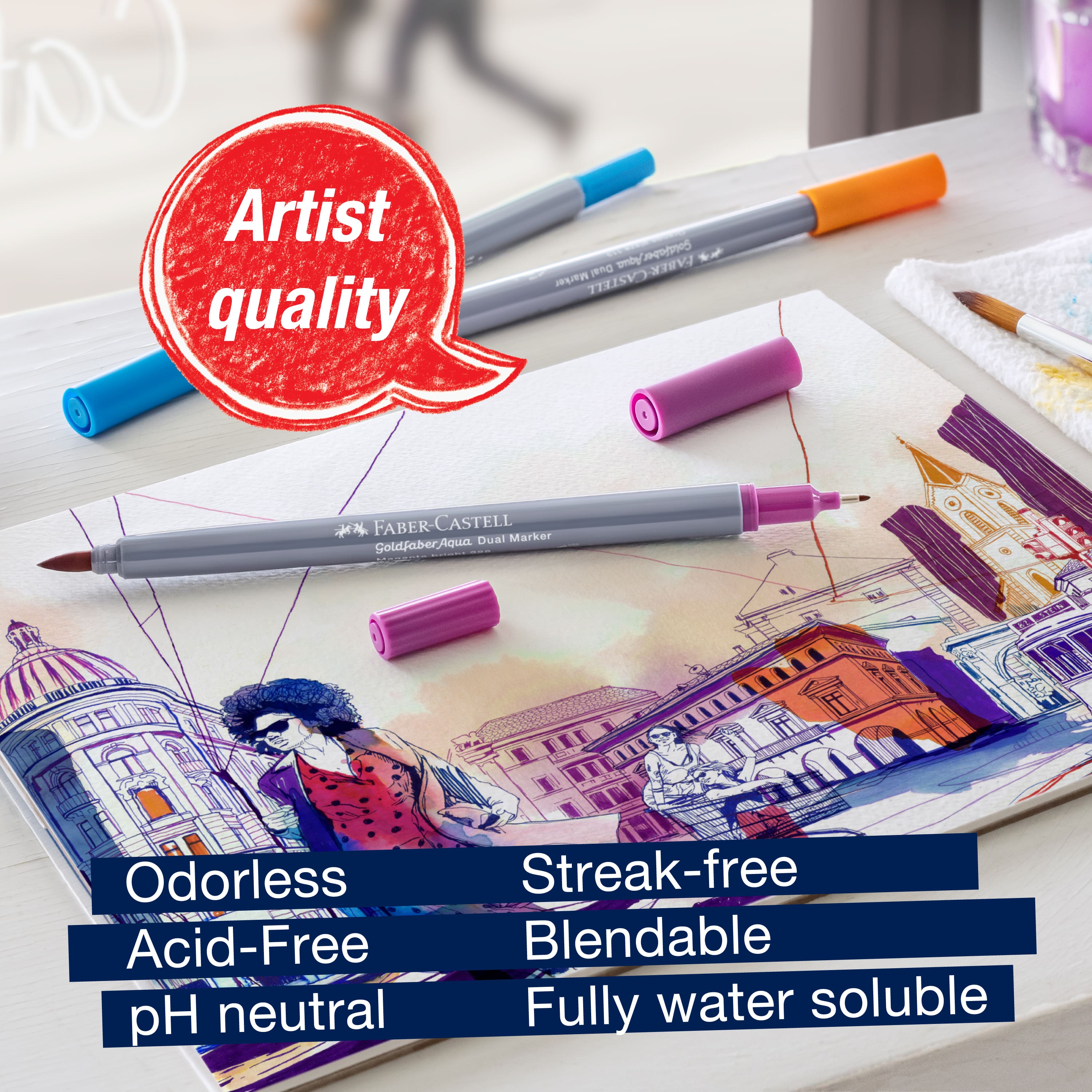 Faber-Castell&#xAE; Goldfaber Aqua Basic Shades Dual-Tip Marker Set