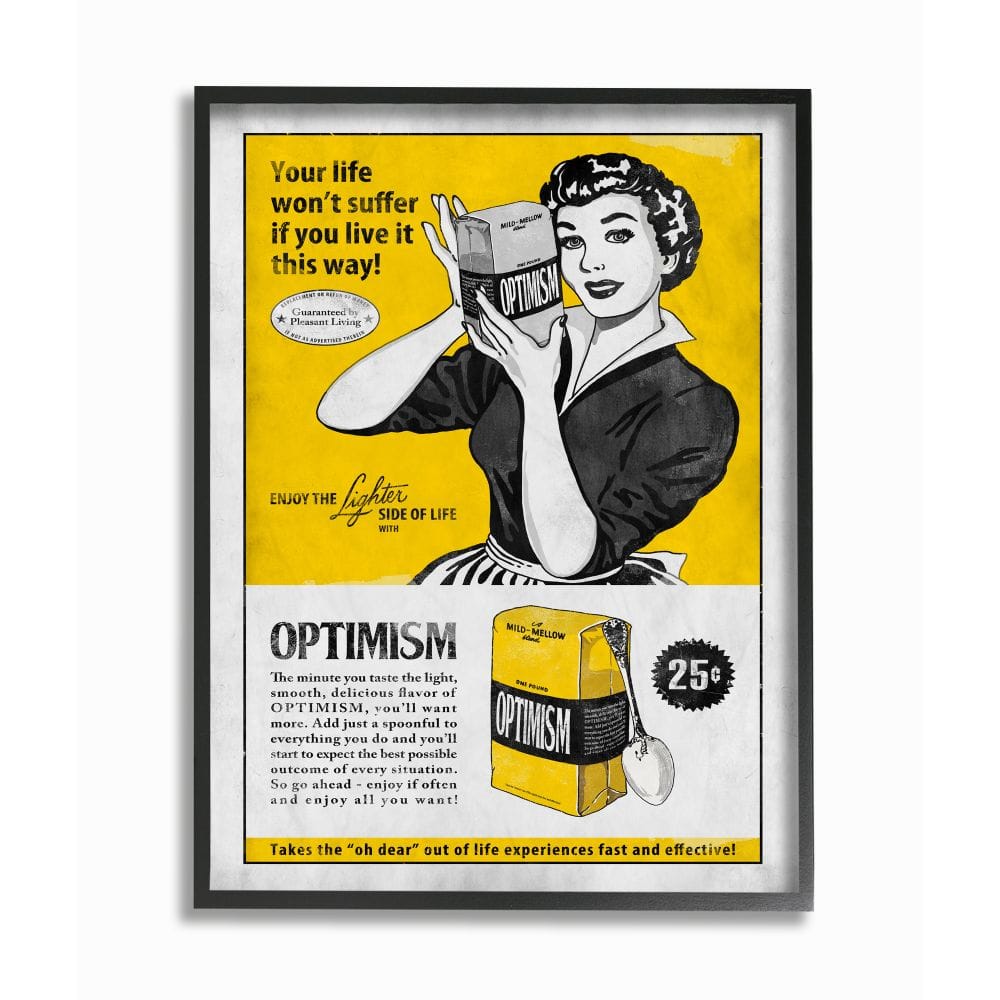 Stupell Industries Packaged Optimism Vintage Comic Wall Accent with Black Frame