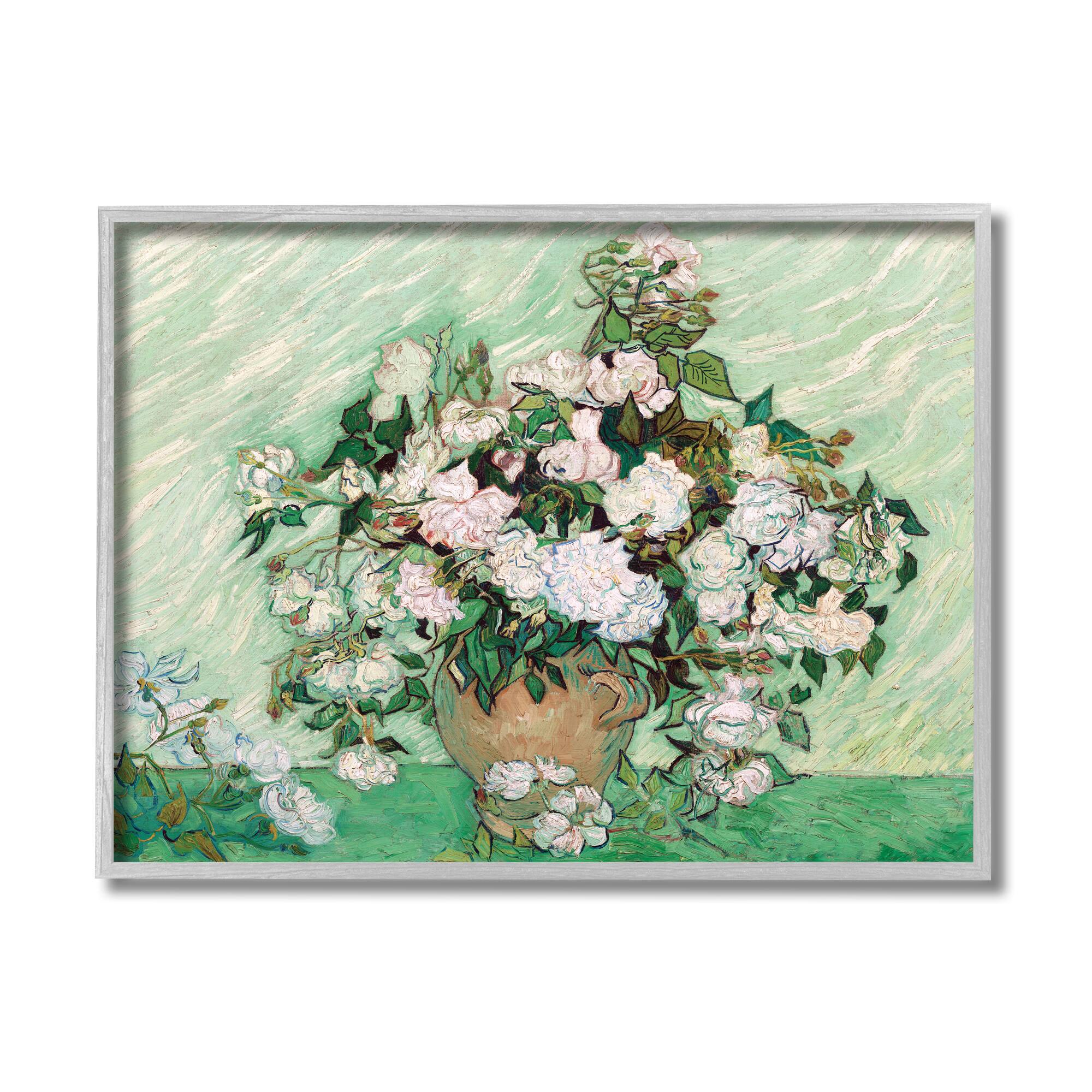 Stupell Industries Impressionist Arrangement of Chrysanthemums Traditional Painting in Gray Frame Wall Art
