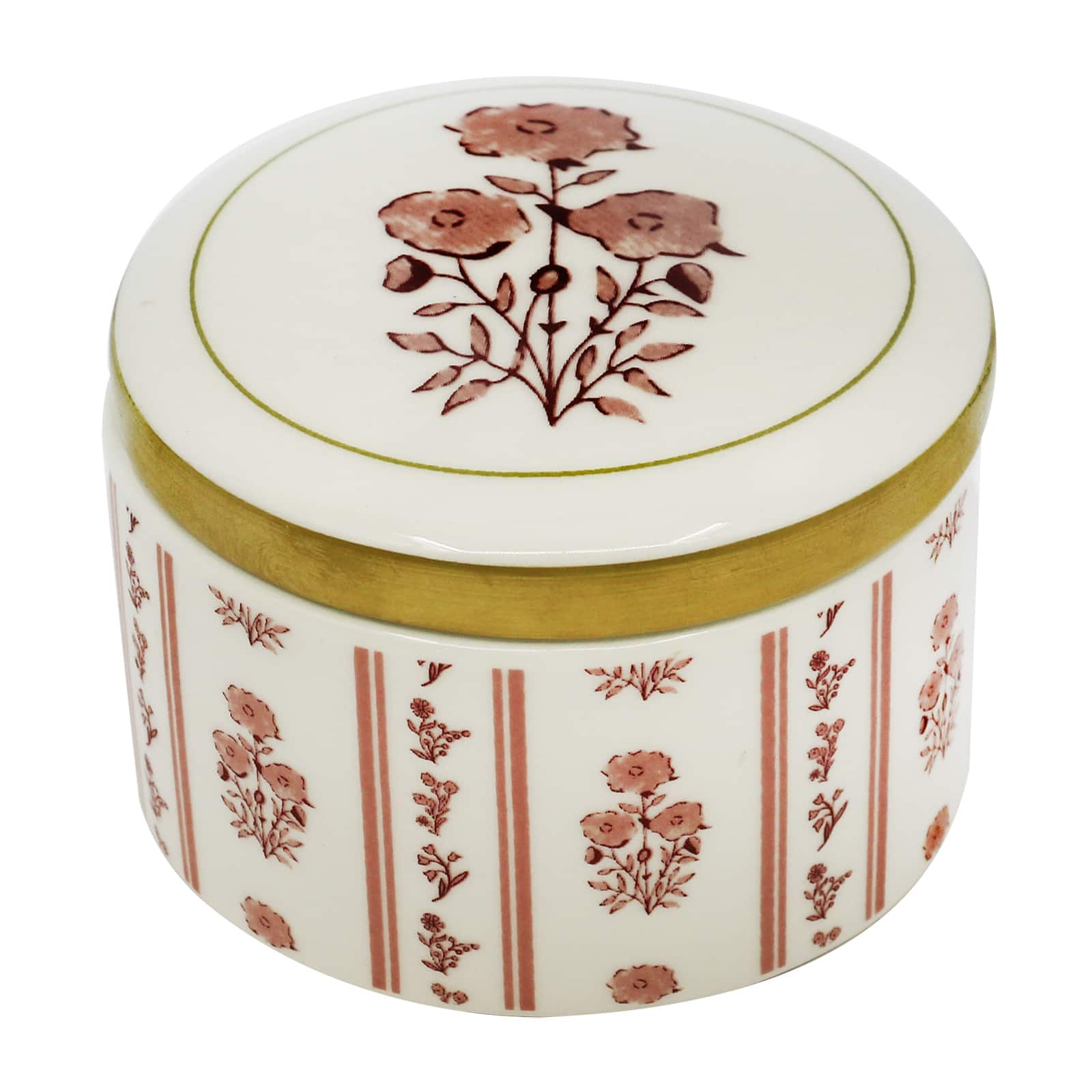 3.5&#x22; Pink Floral Round Ceramic Tabletop Box by Ashland&#xAE;