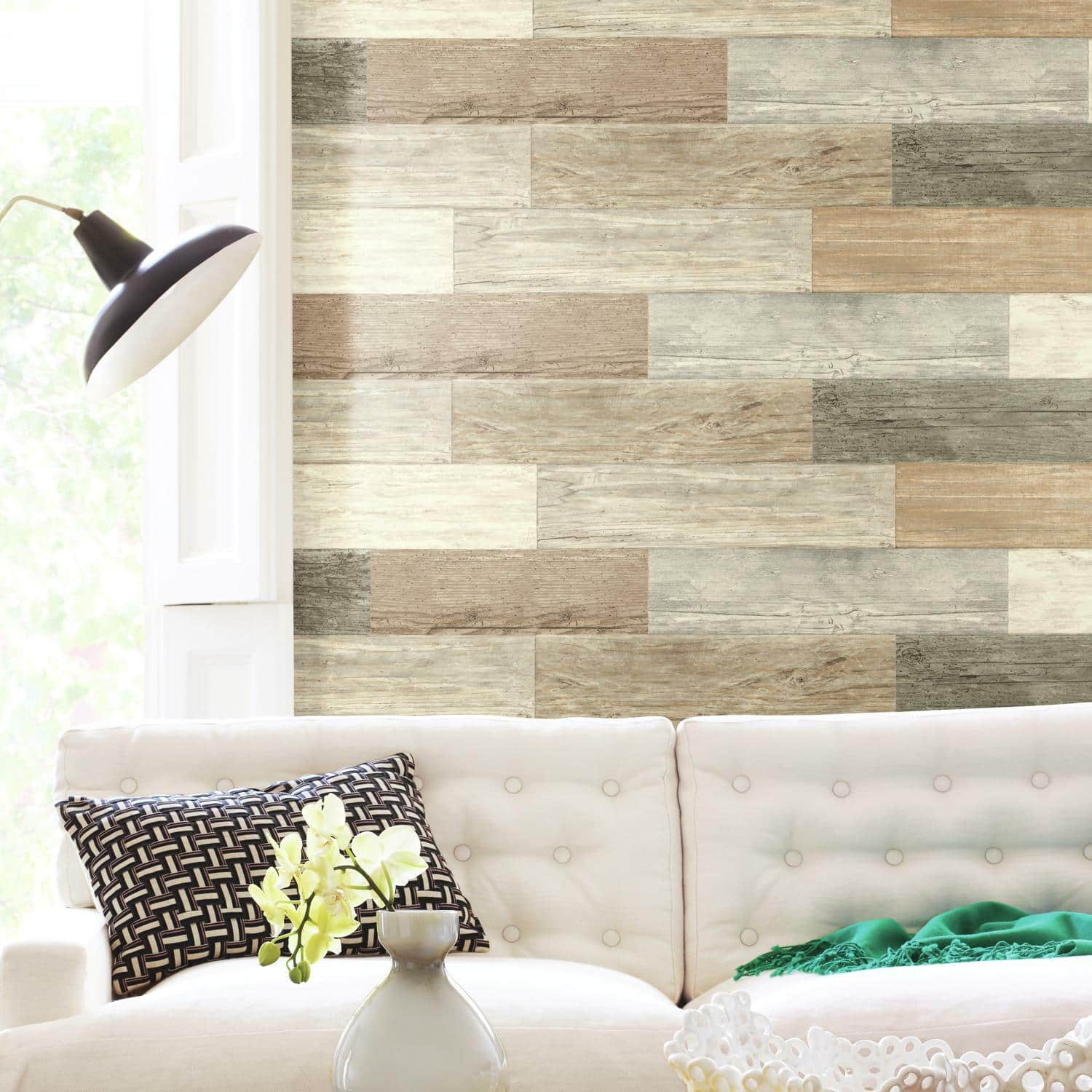 Roommates Distressed Barn Wood Plank Peel & Stick Giant Wall Decals