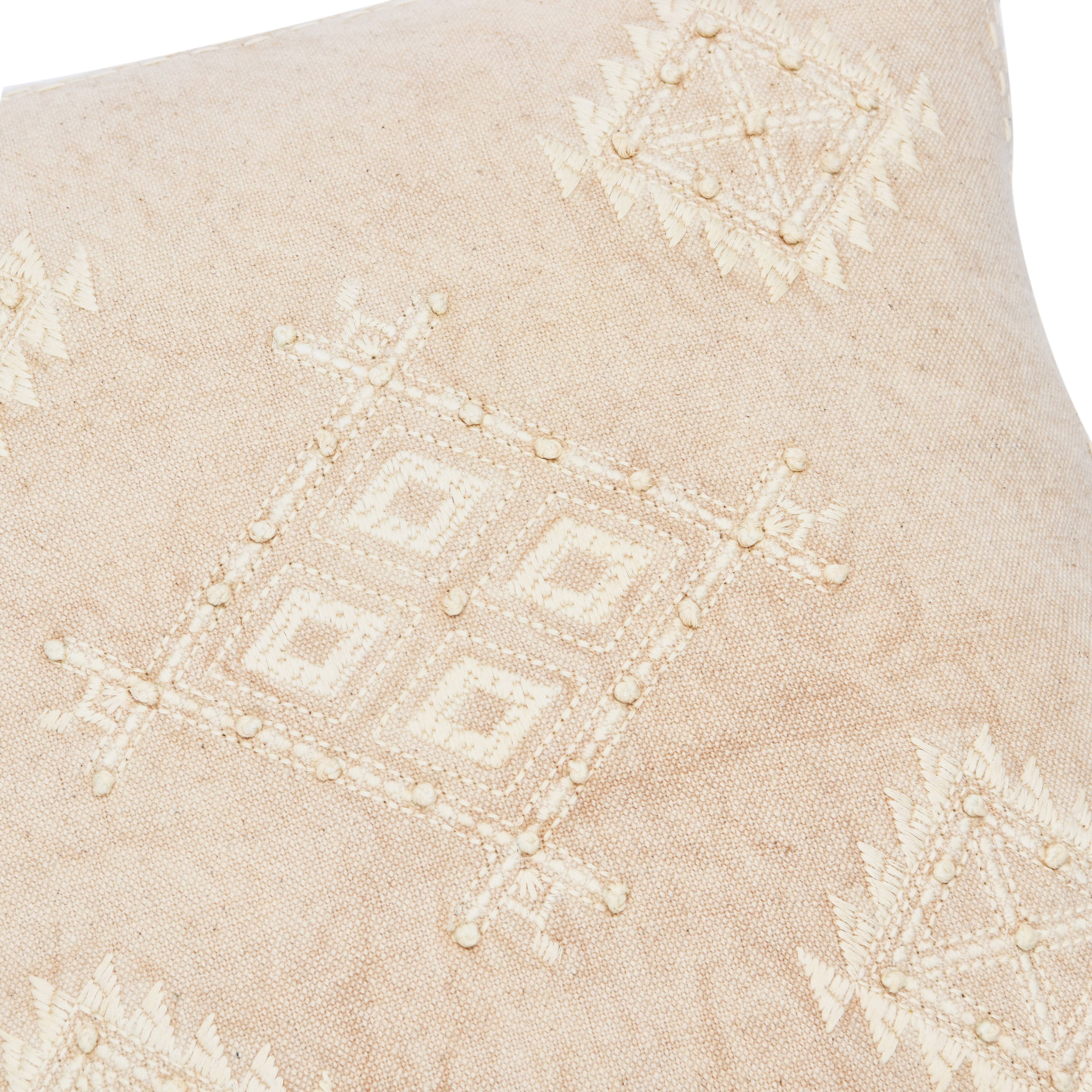 Hello Honey® Linen Embroidery & French Knots Woven Cotton Pillow