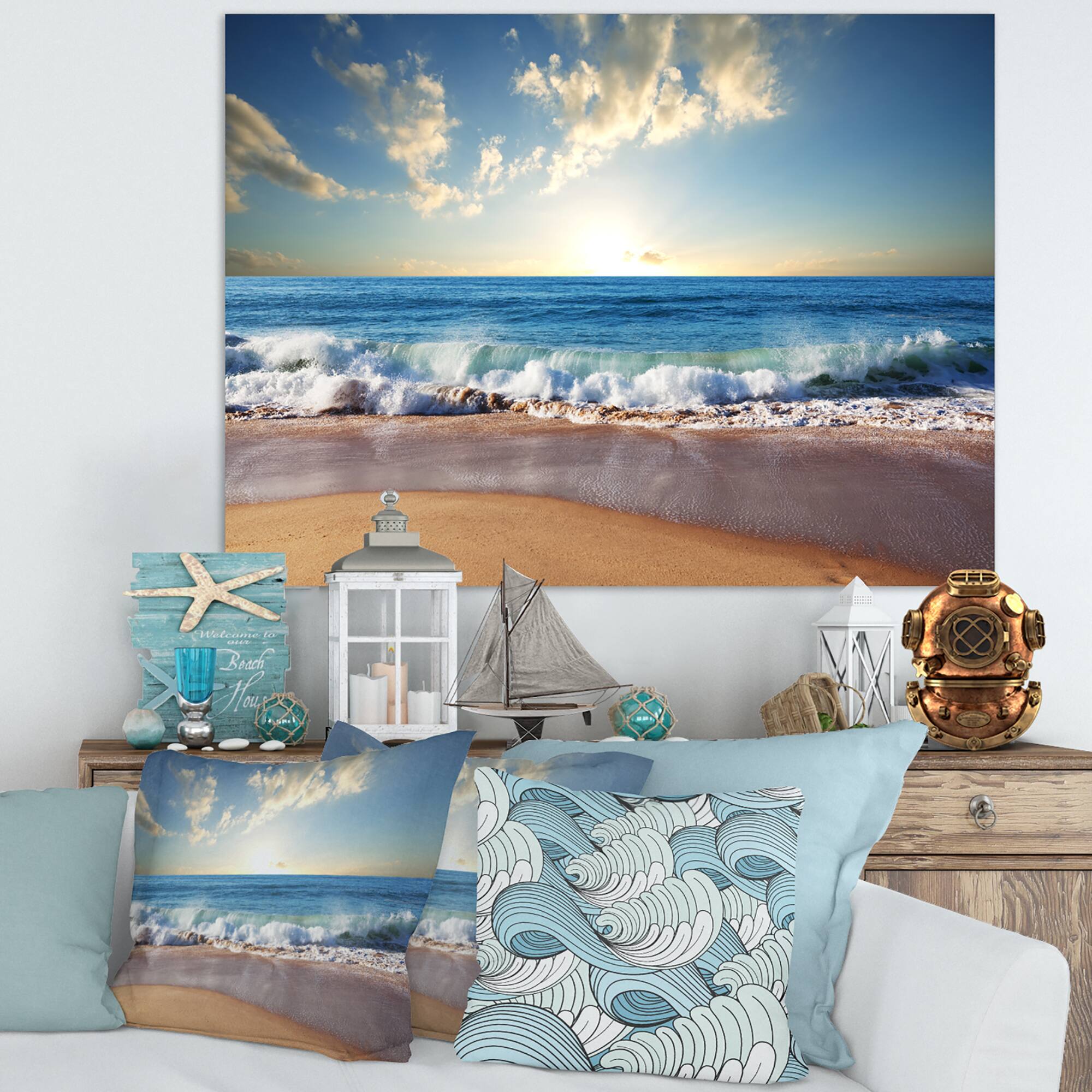 Designart - Sea Sunset - Seascape Photography Canvas Art Print