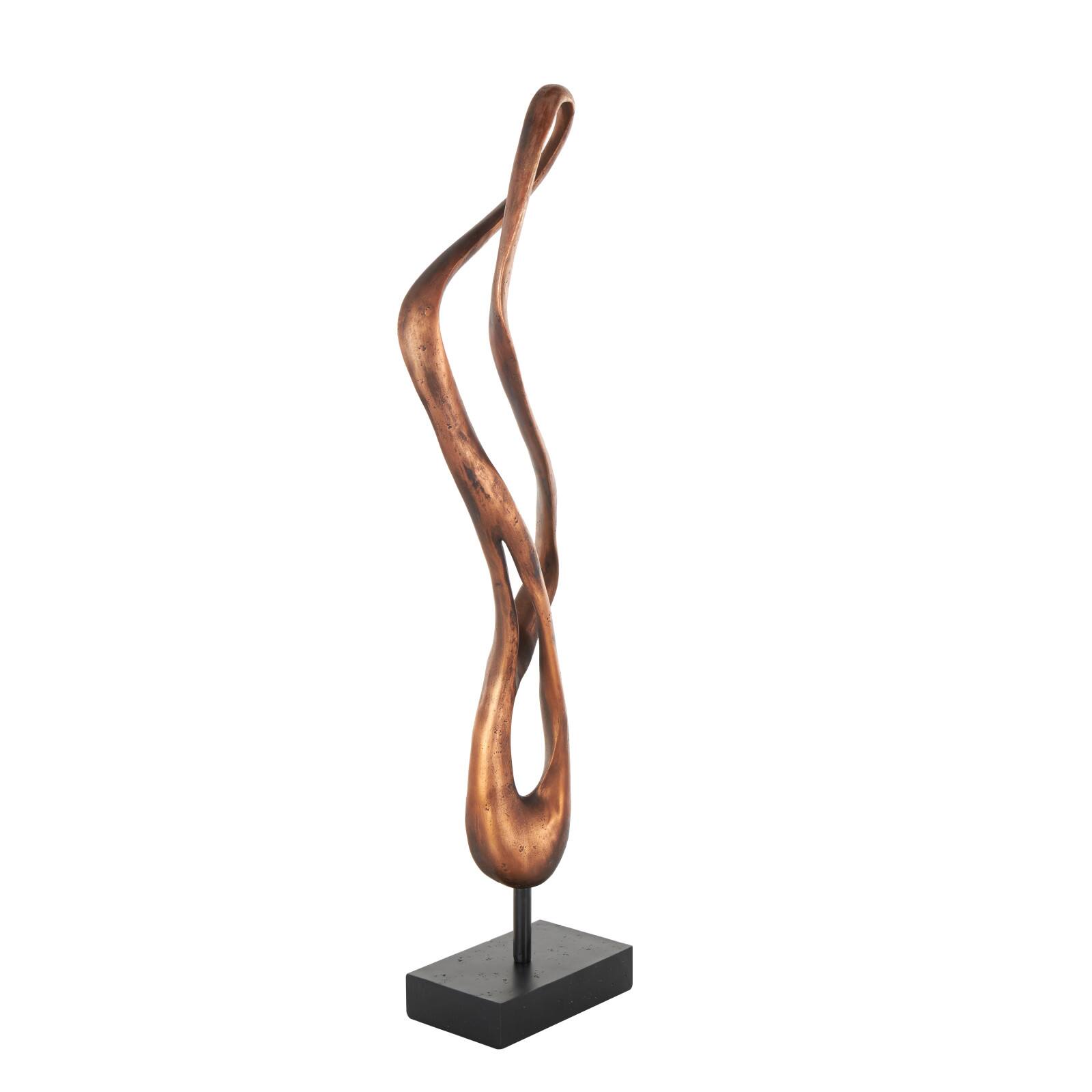 27.5" Bronze Polystone Abstract Decorative Sculpture with Rectangle Black Base