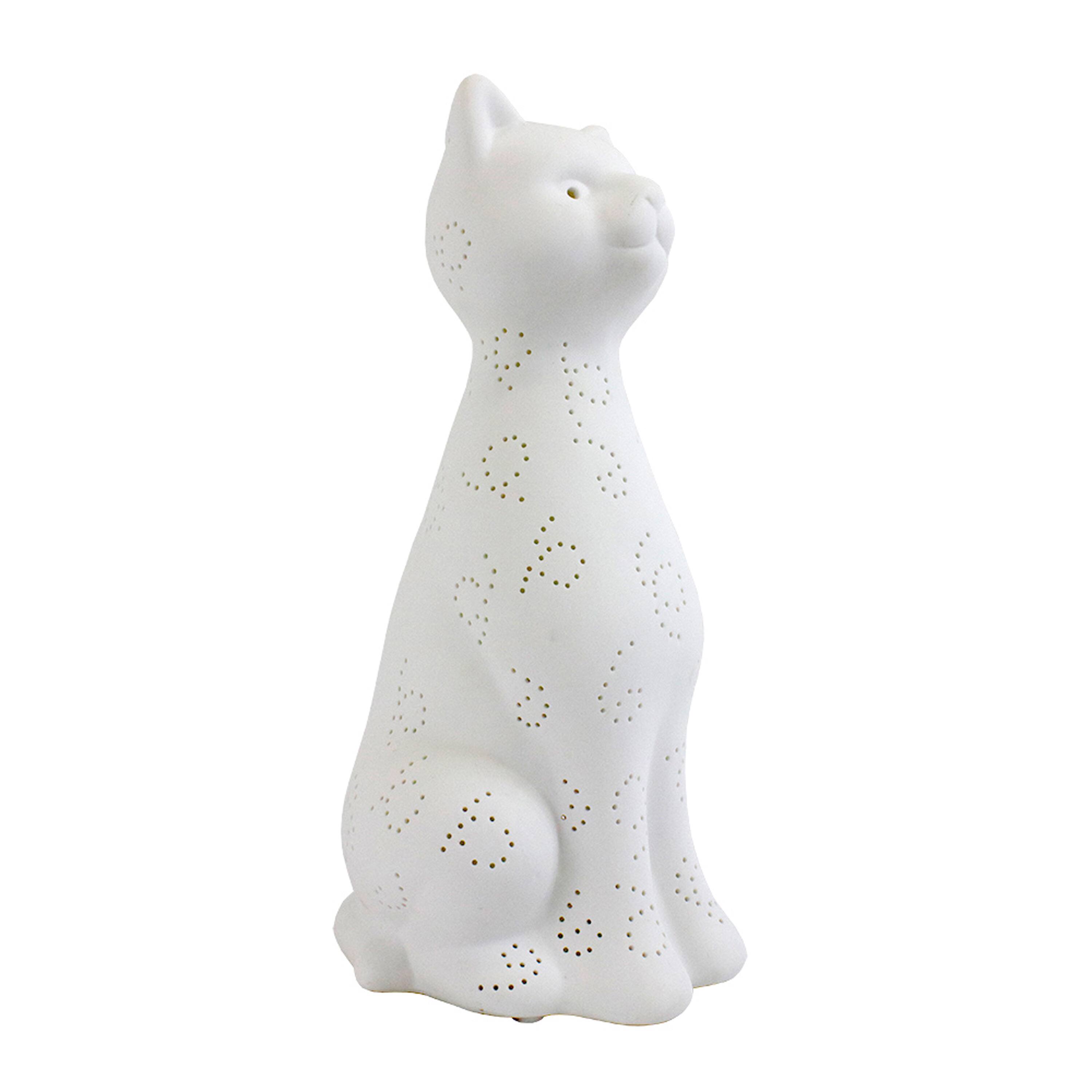 Simple Designs Porcelain Kitty Cat Shaped Animal Light Table Lamp