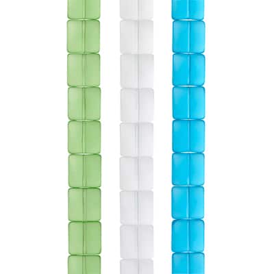Matte Multicolored Glass Square Beads, 11mm by Bead Landing™ image