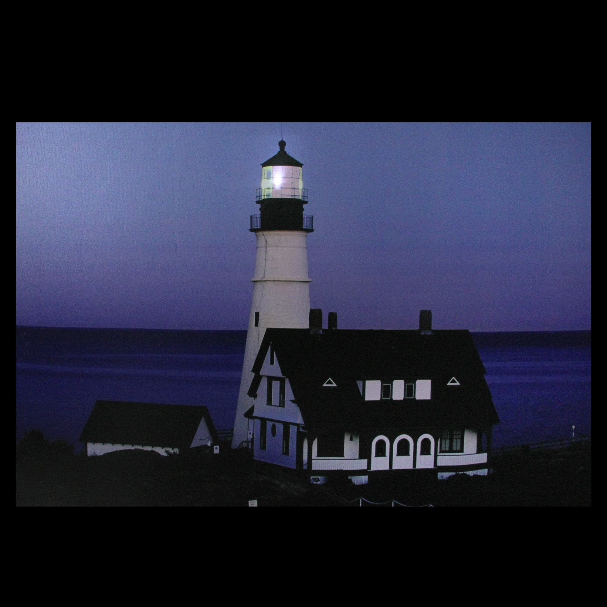 LED Dusk Lighthouse Seaside Scene Canvas Wall Art