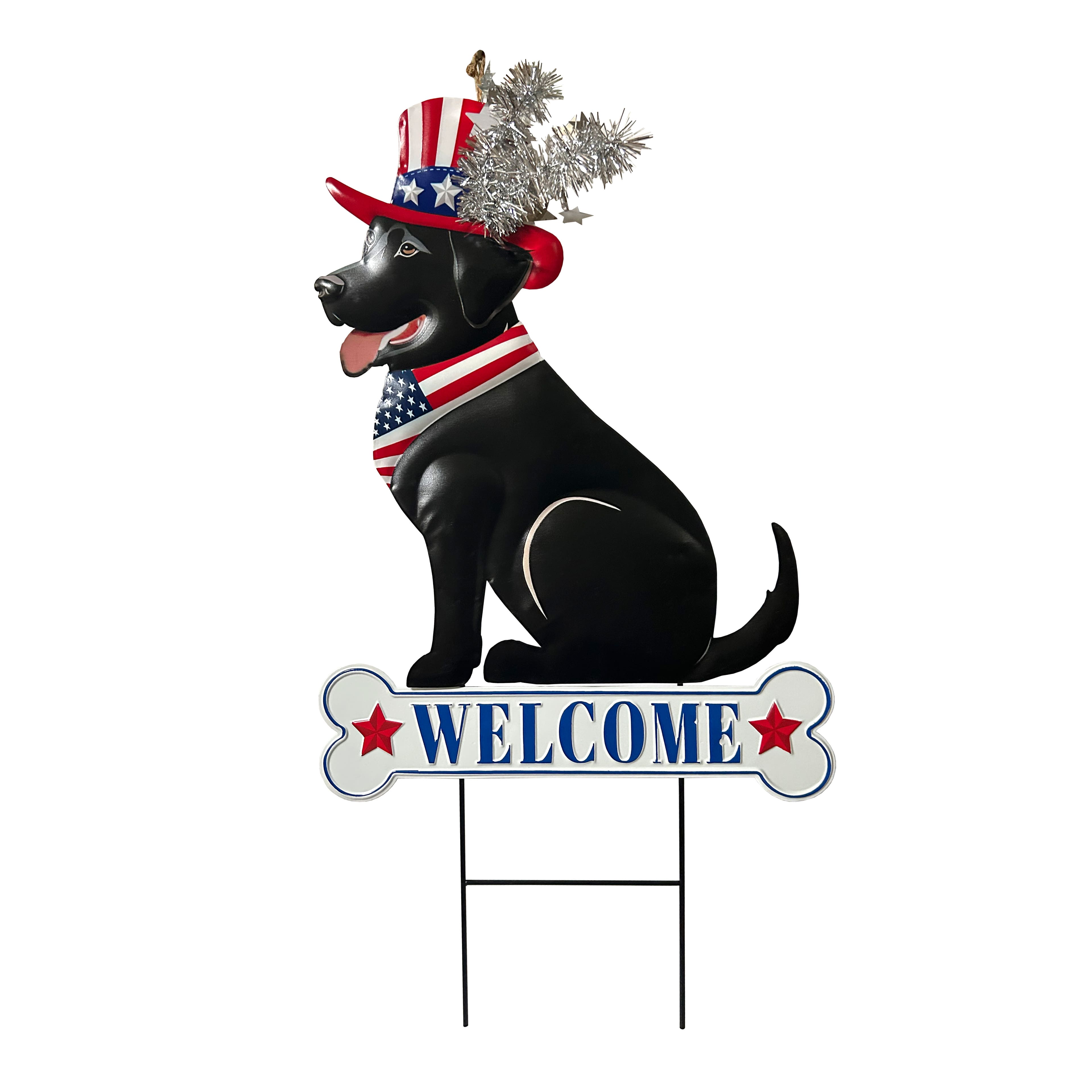 33.5&#x22; Black Dog Patriotic Welcome Yard Stake  by Celebrate It&#x2122;