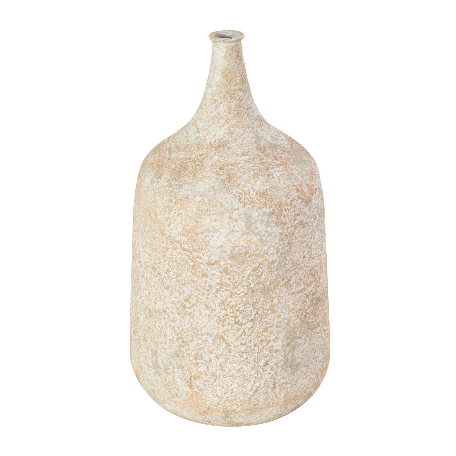 15&#x22; Rustic Beige Antique-Style Metal Vase