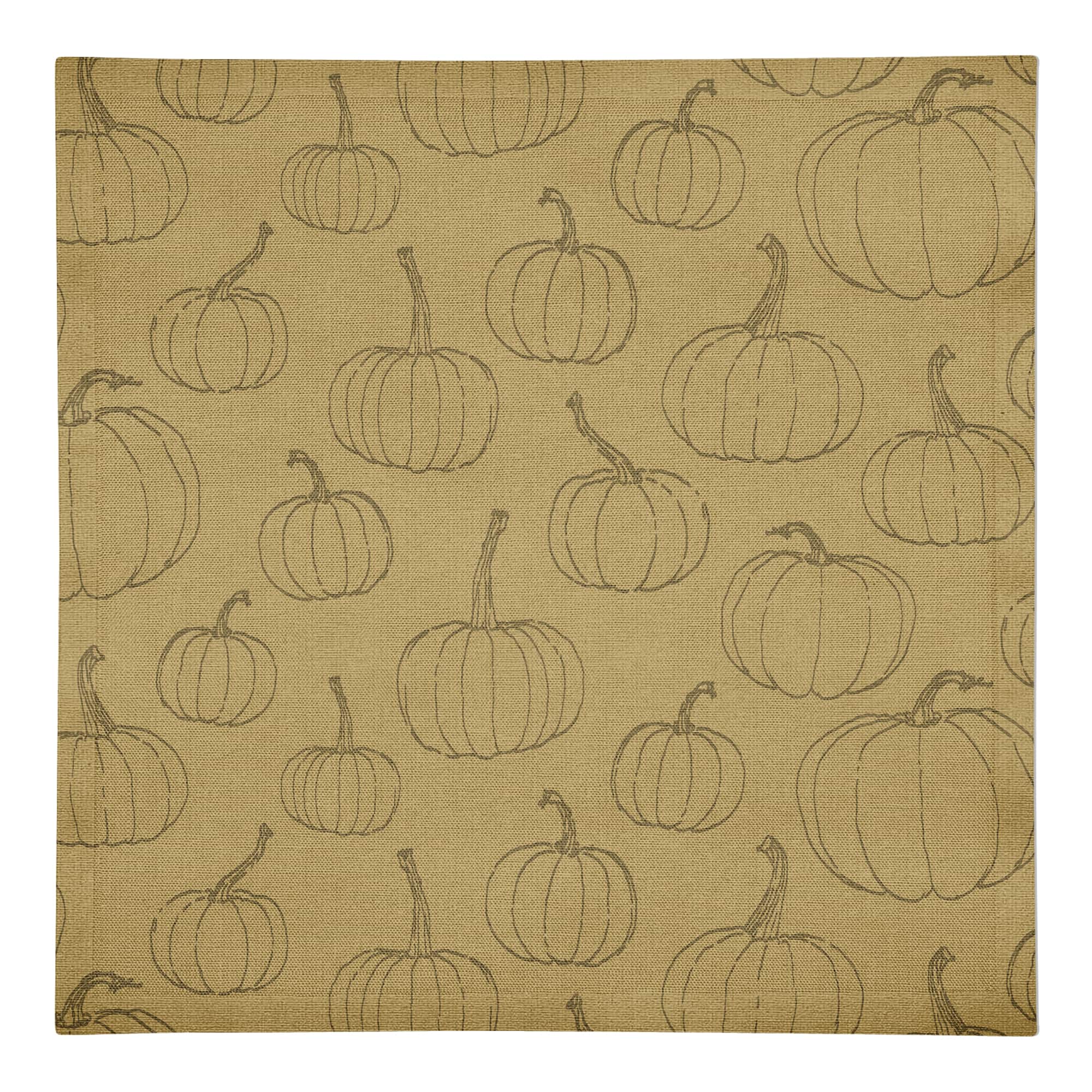 Mustard Yellow Pumpkin Pattern Cotton Twill Napkin