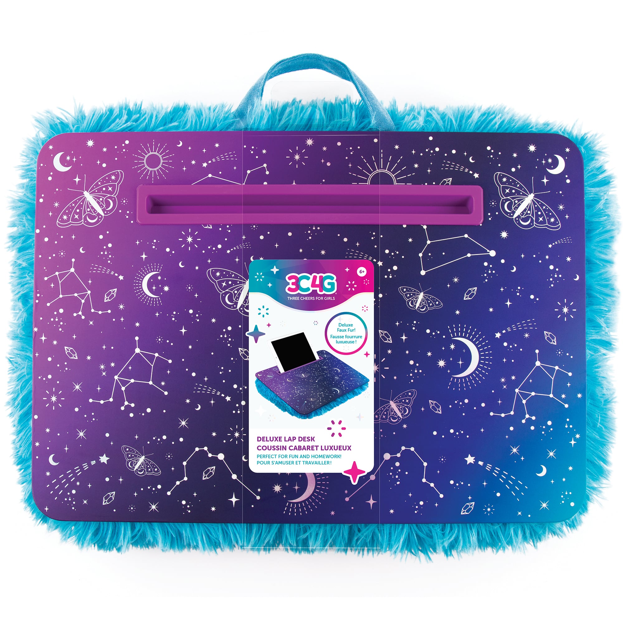 Make It Real&#x2122; 3C4G 12&#x22; x 17&#x22; Purple &#x26; Teal Celestial Deluxe Fur Lap Desk