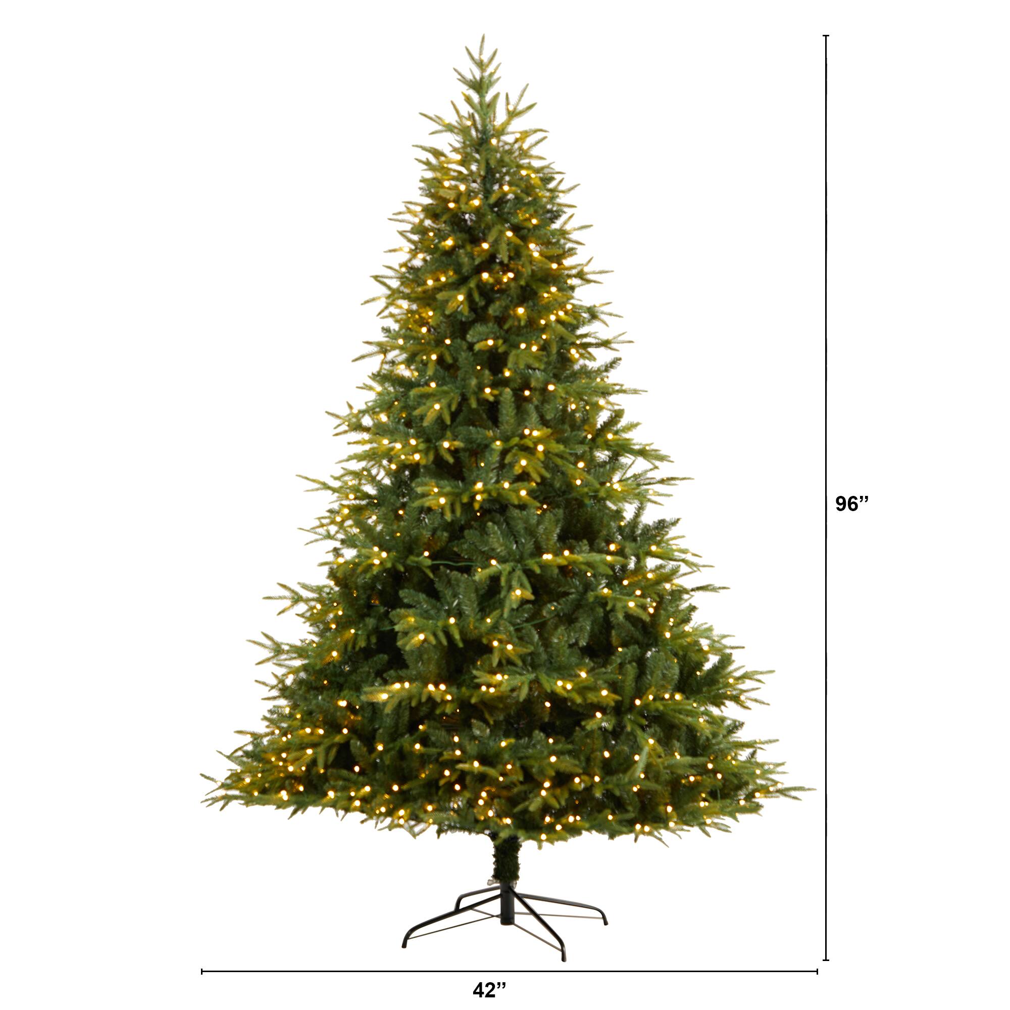8ft. Pre-Lit Colorado Mountain Fir Natural Look Artificial Christmas Tree, White LED Lights