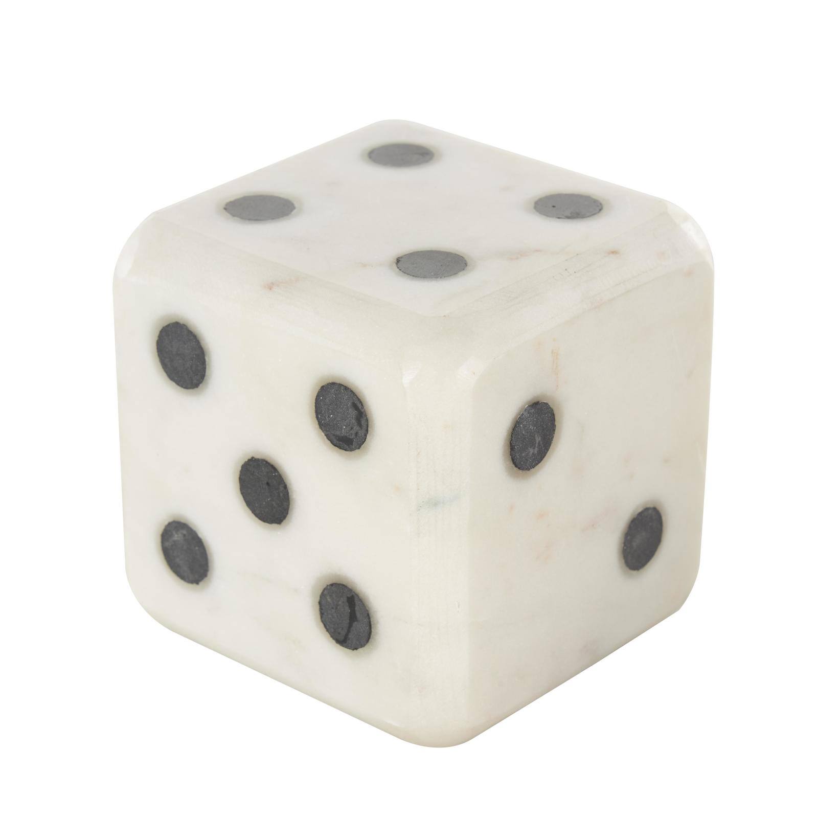 3.5" White Marble Dice Decorative Bookend Set