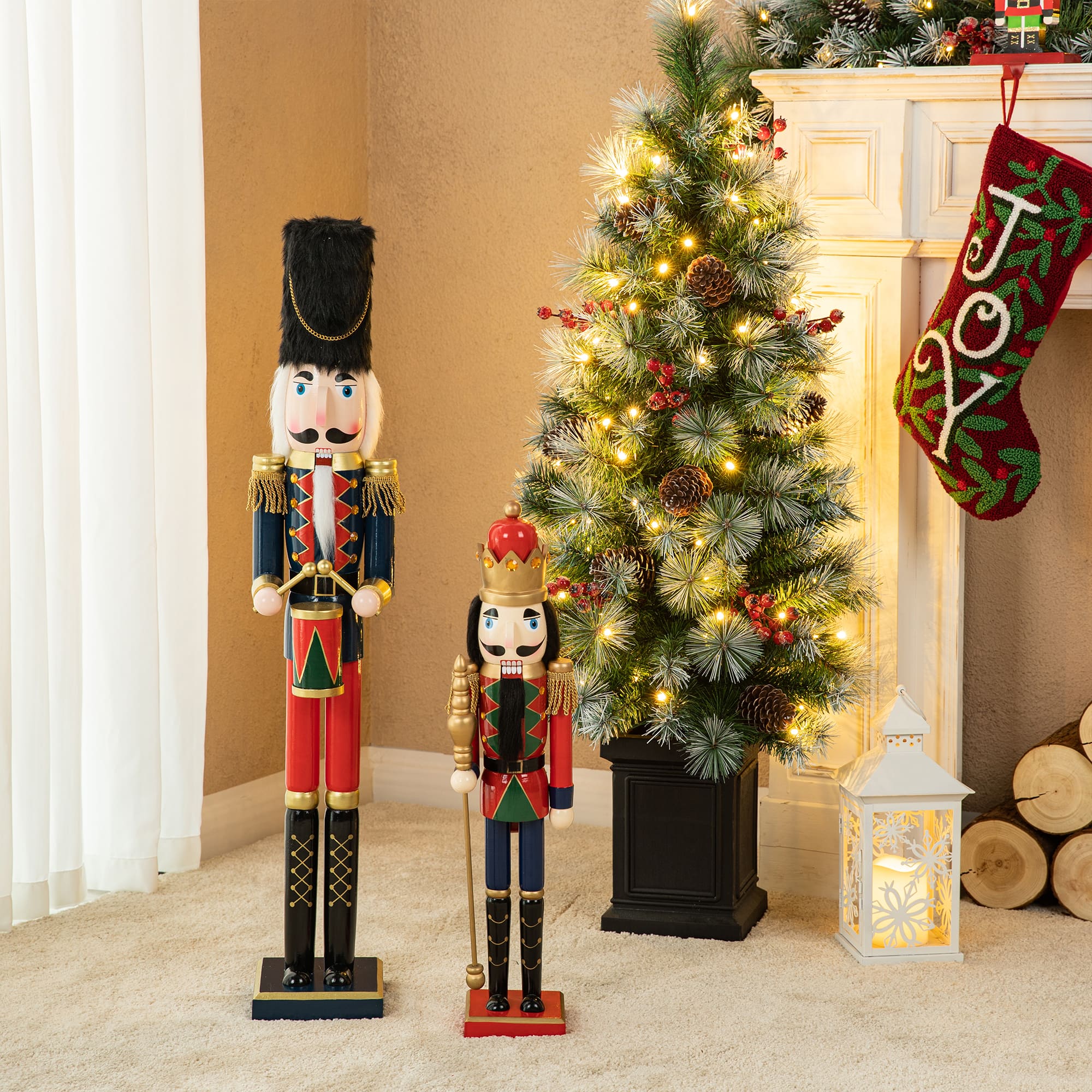 Glitzhome&#xAE; 24&#x22; Wooden Christmas King Nutcracker