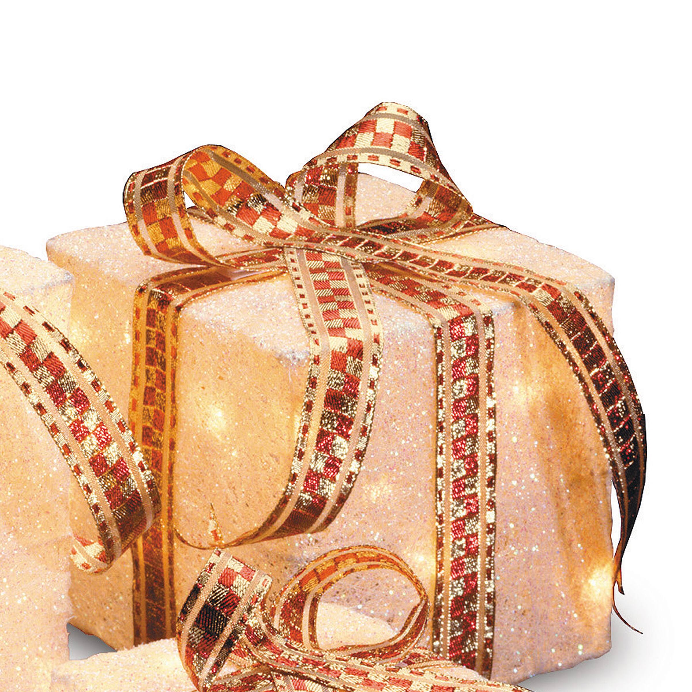 White Sisal Gift Box Set with Clear Lights