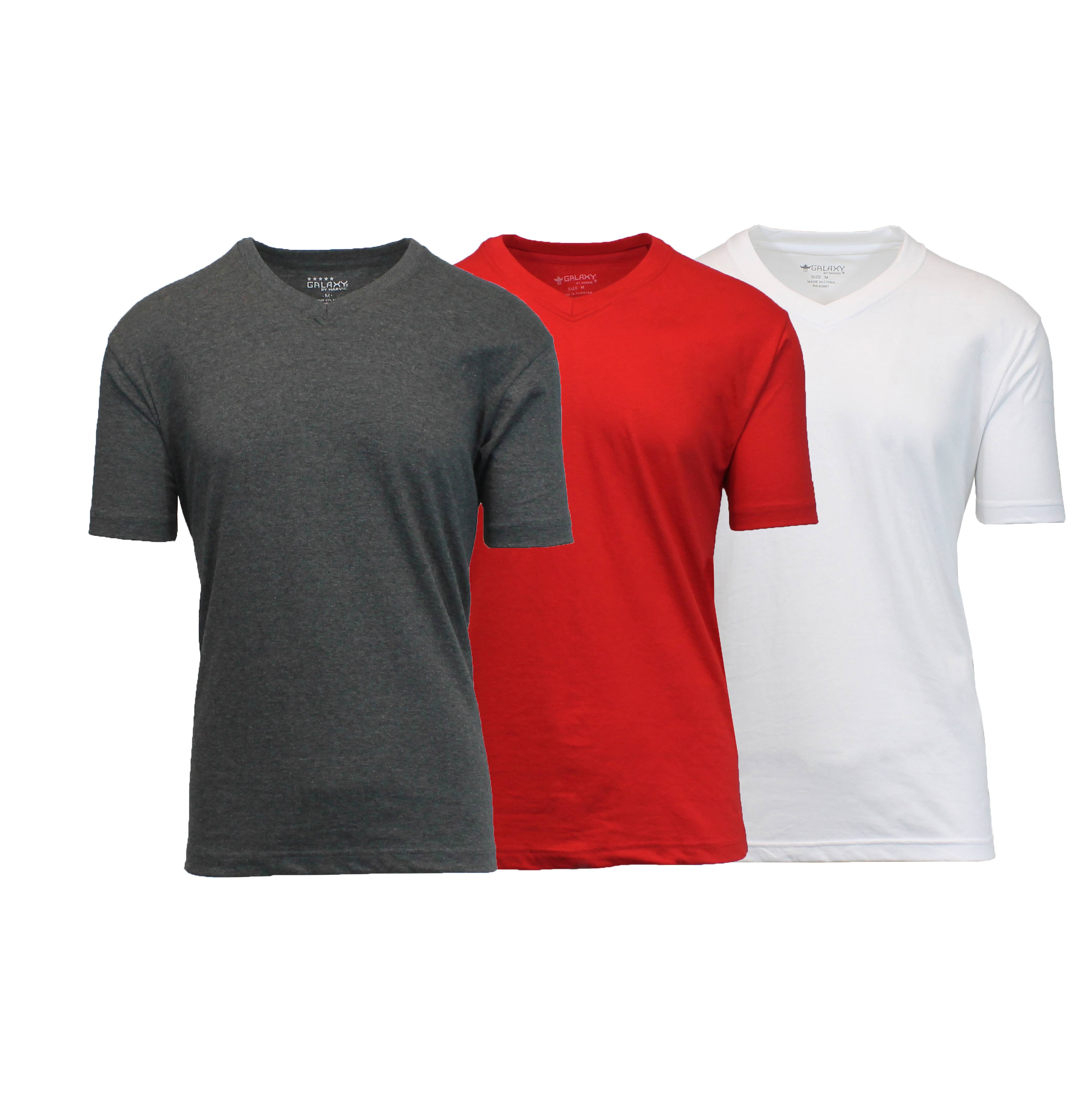 Galaxy by Harvic Men's Short Sleeve V-Neck T-Shirt 3 Pack