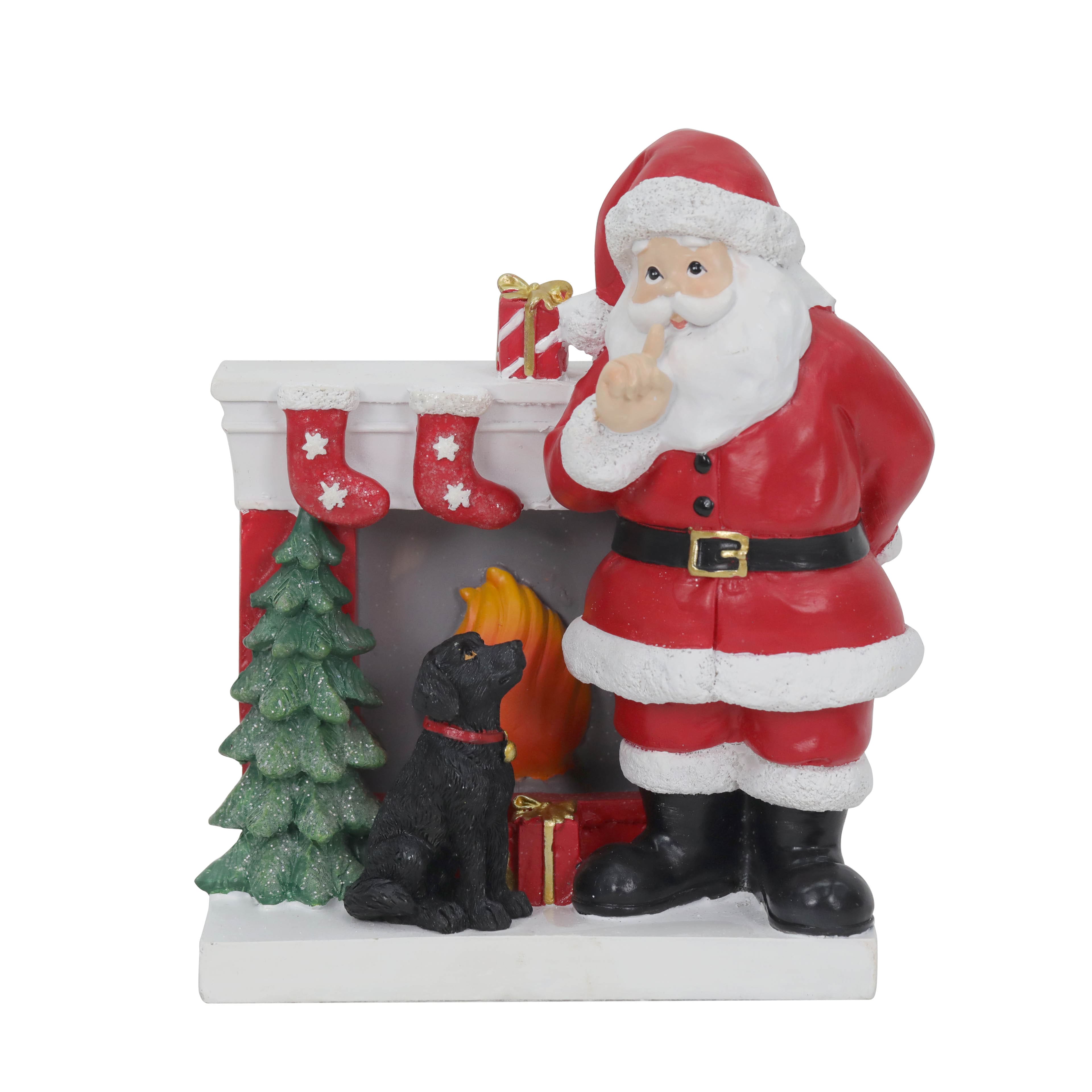 7.5&#x22; Santa &#x26; Black Lab with Fireplace Tabletop Figurine by Ashland&#xAE;