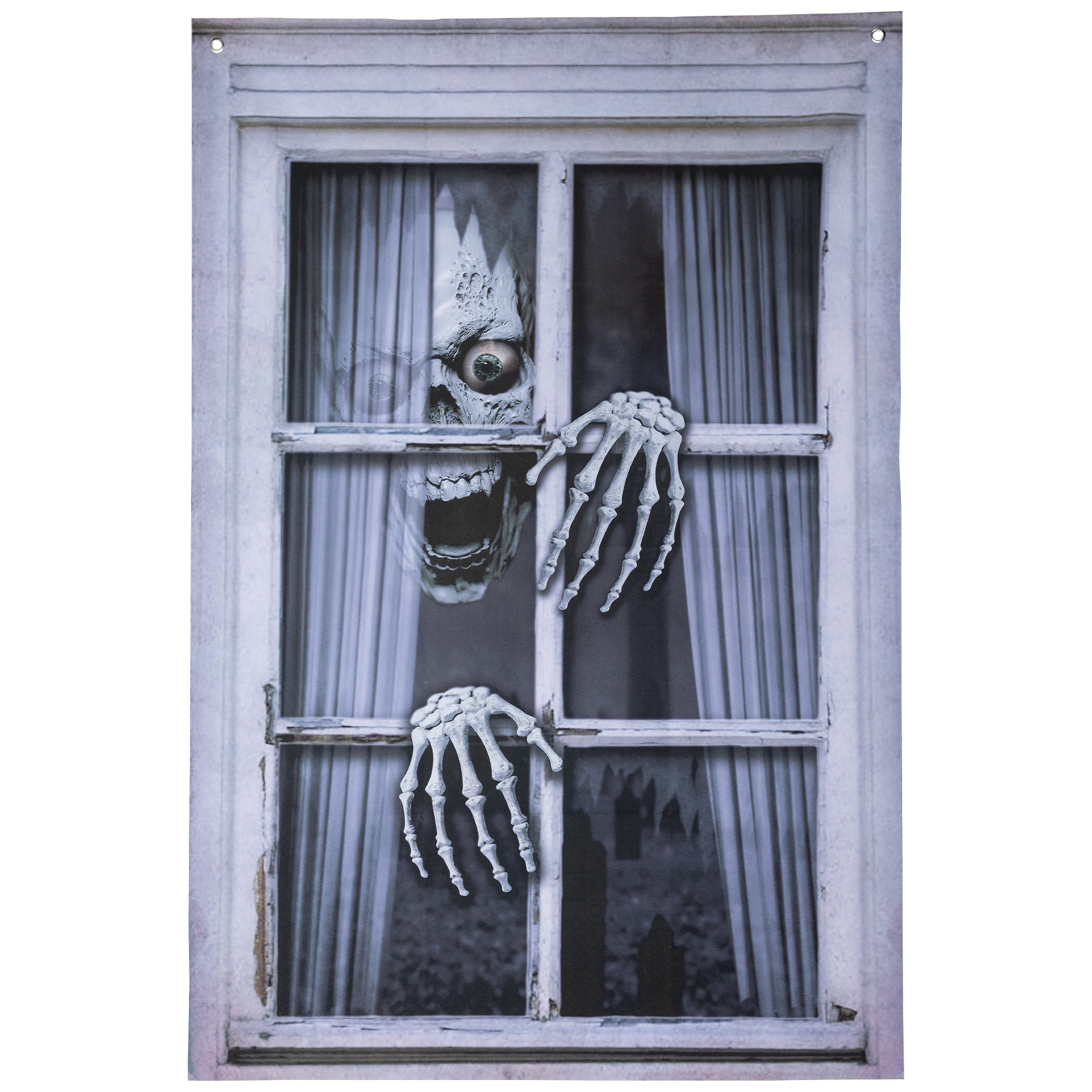 46&#x22; Scary Skeleton Window Cover Halloween Decoration