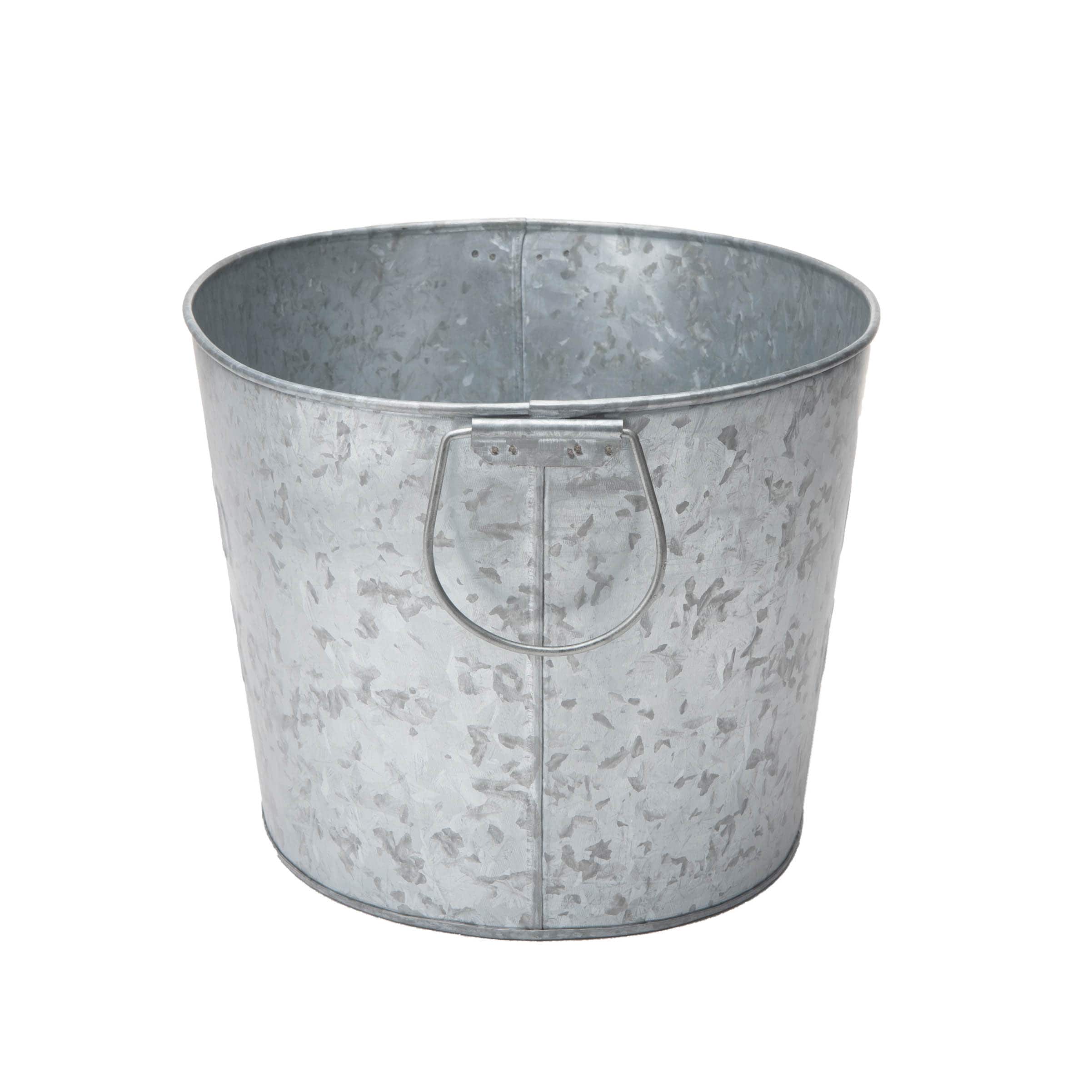 Mind Reader 9.5&#x27;&#x27; Small Round Galvanized Steel Beverage Tub with Handles