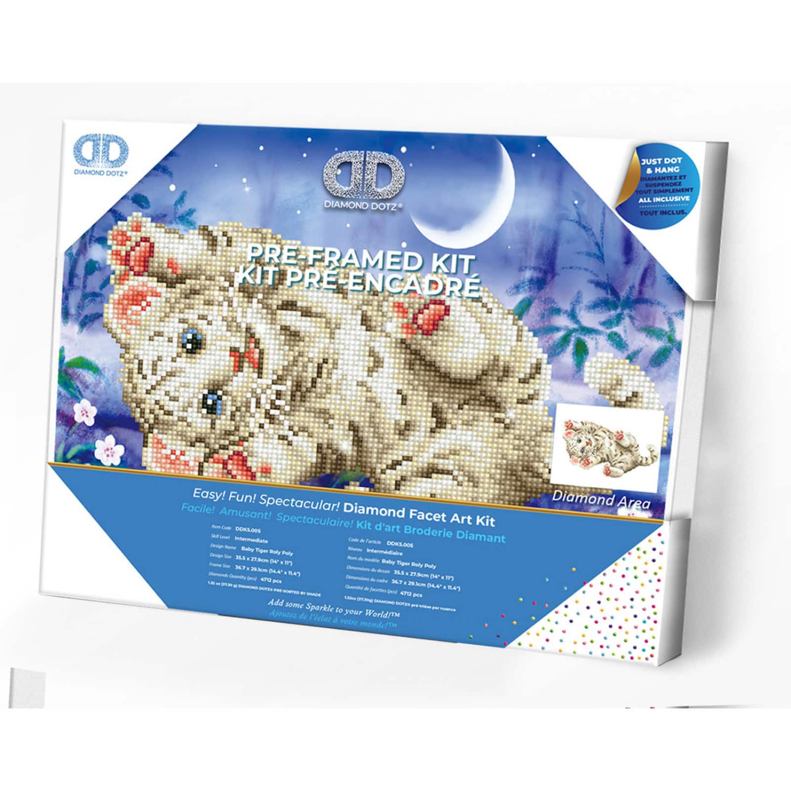 Diamond Dotz&#xAE; Intermediate Baby Tiger Roly Poly with Frame Diamond Painting Kit