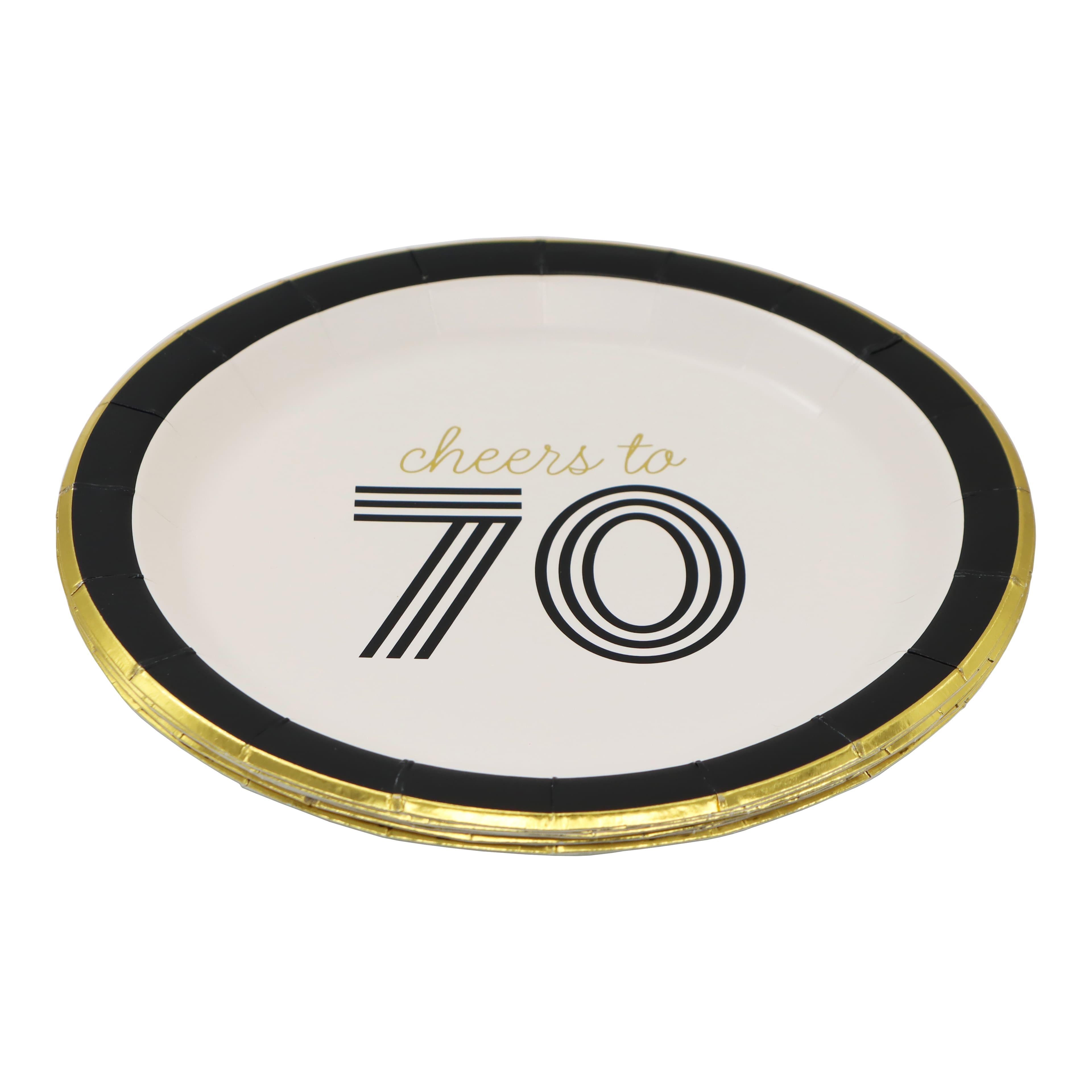 7&#x22; Cheers to 70 Paper Dinner Plates, 8ct. by Celebrate It&#x2122;