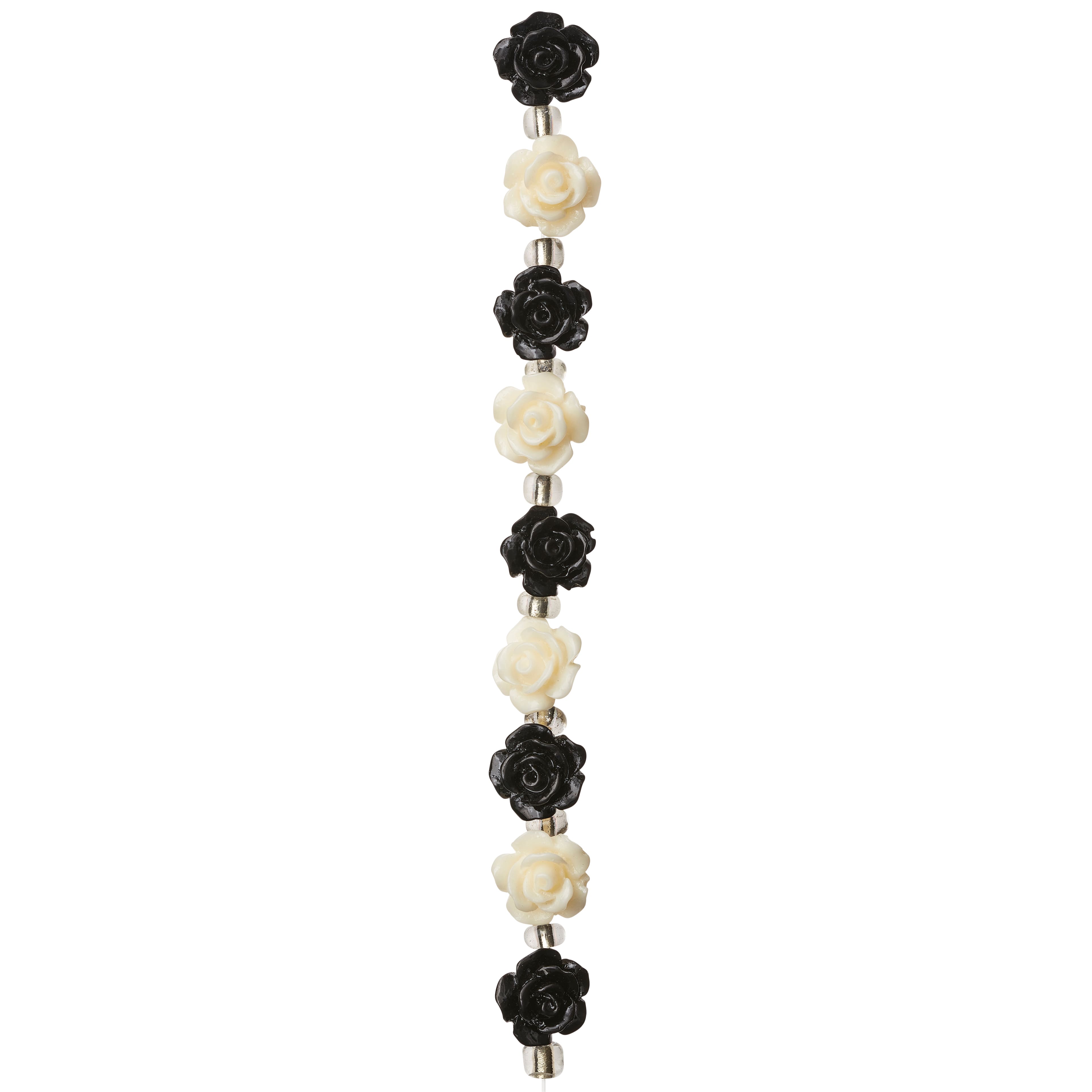 Black &#x26; White Flower Beads, 10mm by Bead Landing&#x2122;