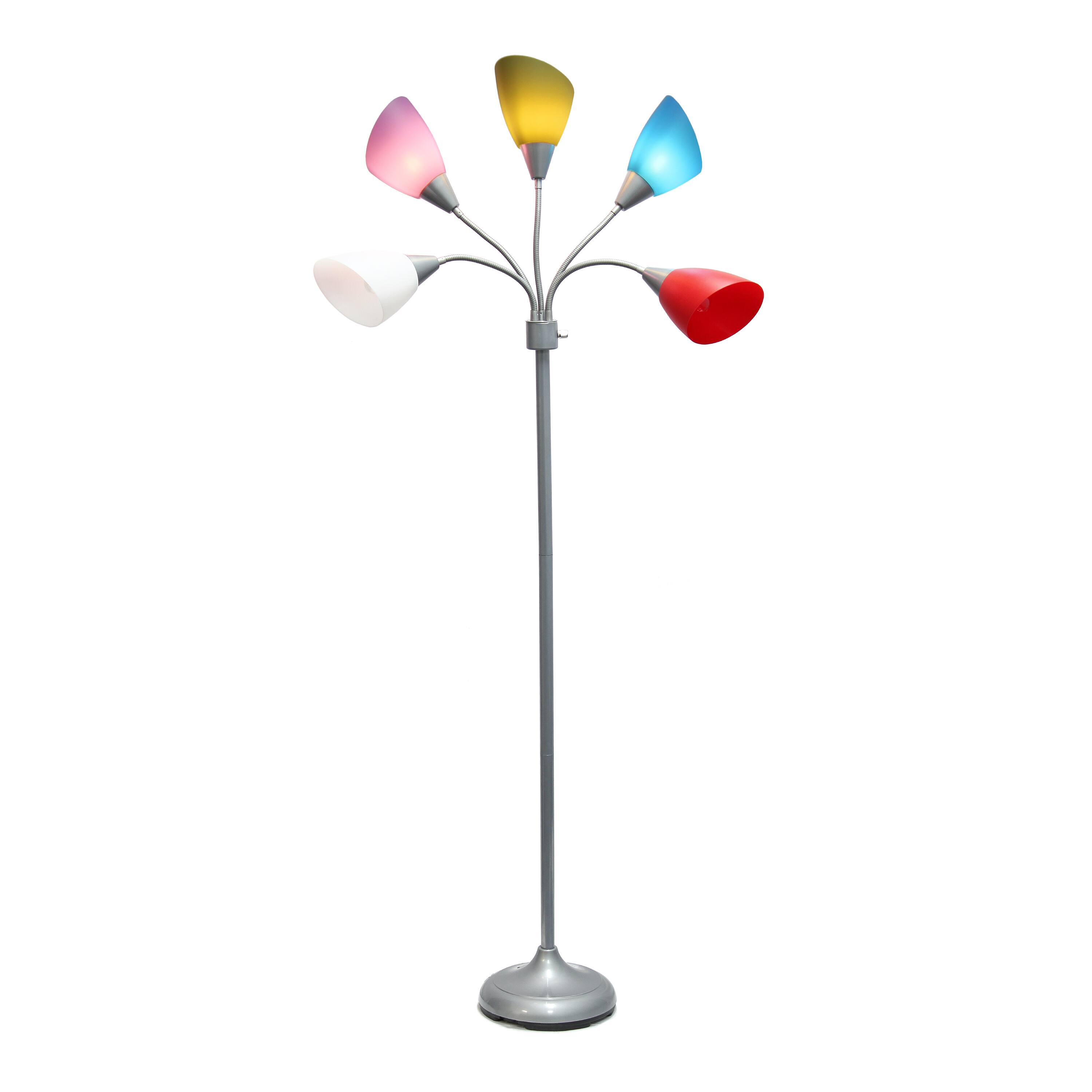 Simple Designs&#x2122; 5.6ft. 5-Light Gooseneck Silver Floor Lamp