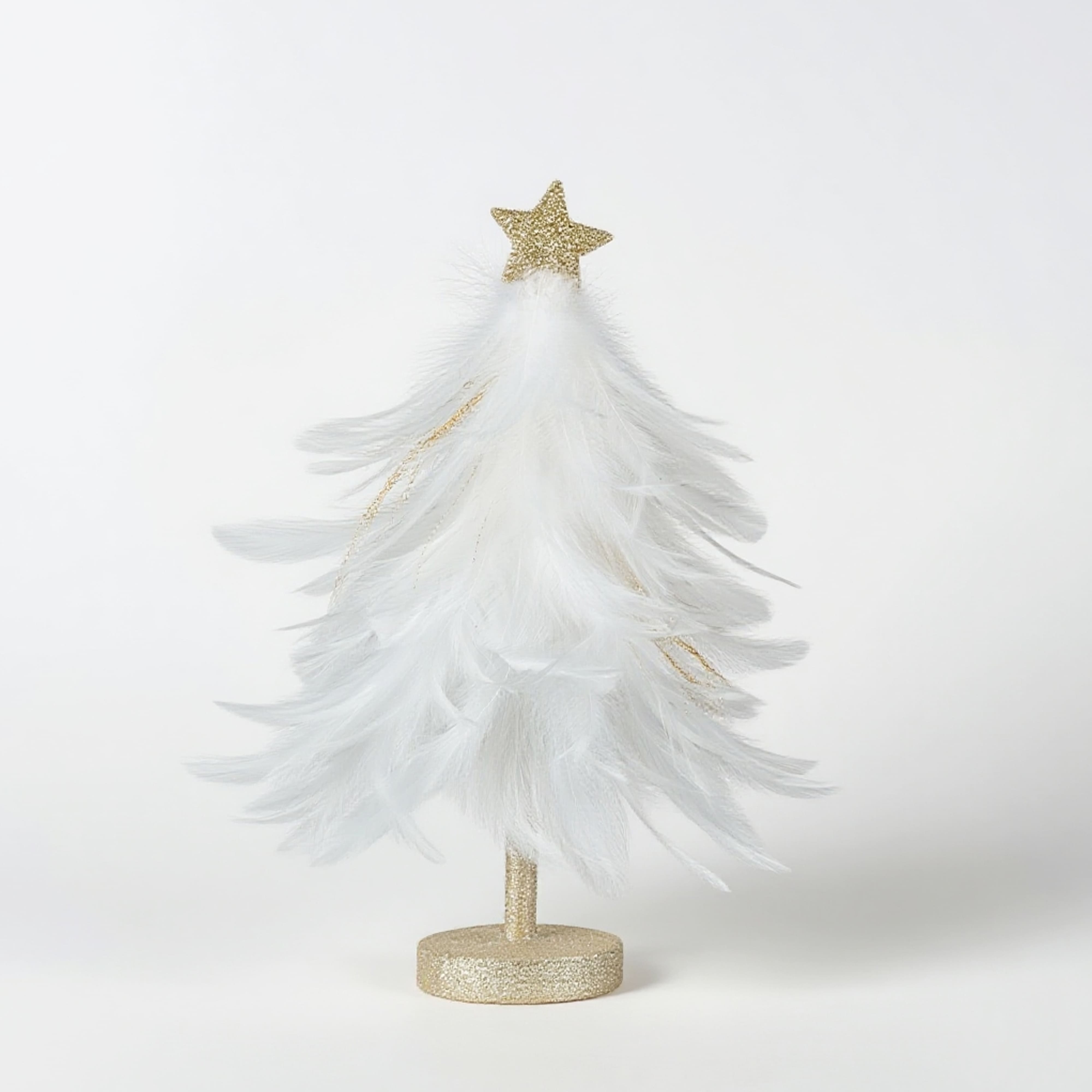 White Feather Tree with Gold Glitter Star by Ashland&#xAE;