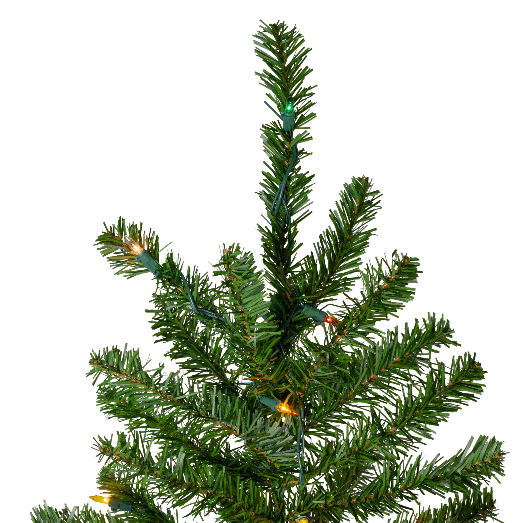 7.5ft. Pre-Lit Canadian Pine Pencil Artificial Christmas Tree, Multicolor Lights