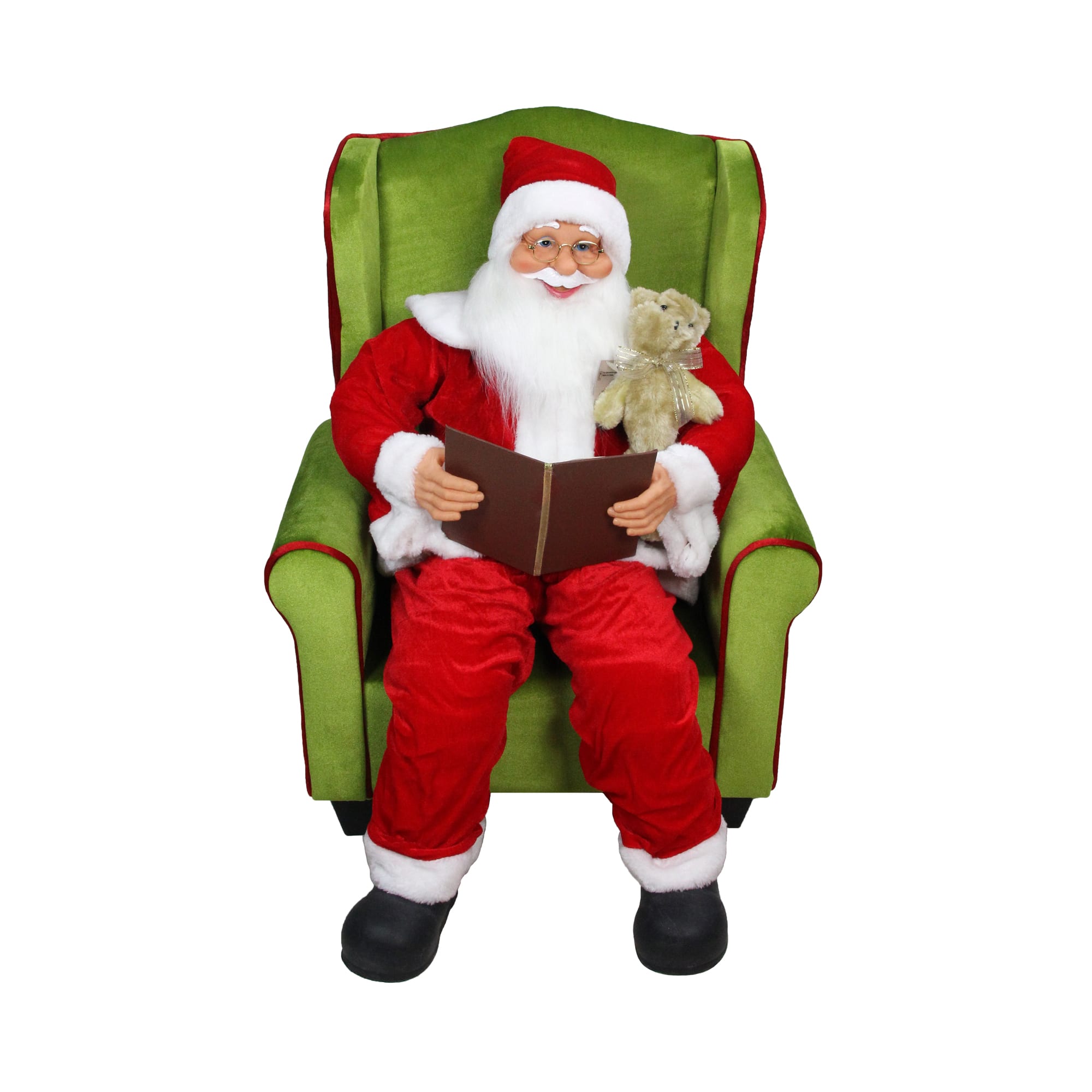 32&#x22; Santa Claus Sitting in Green Arm Chair Christmas Figure