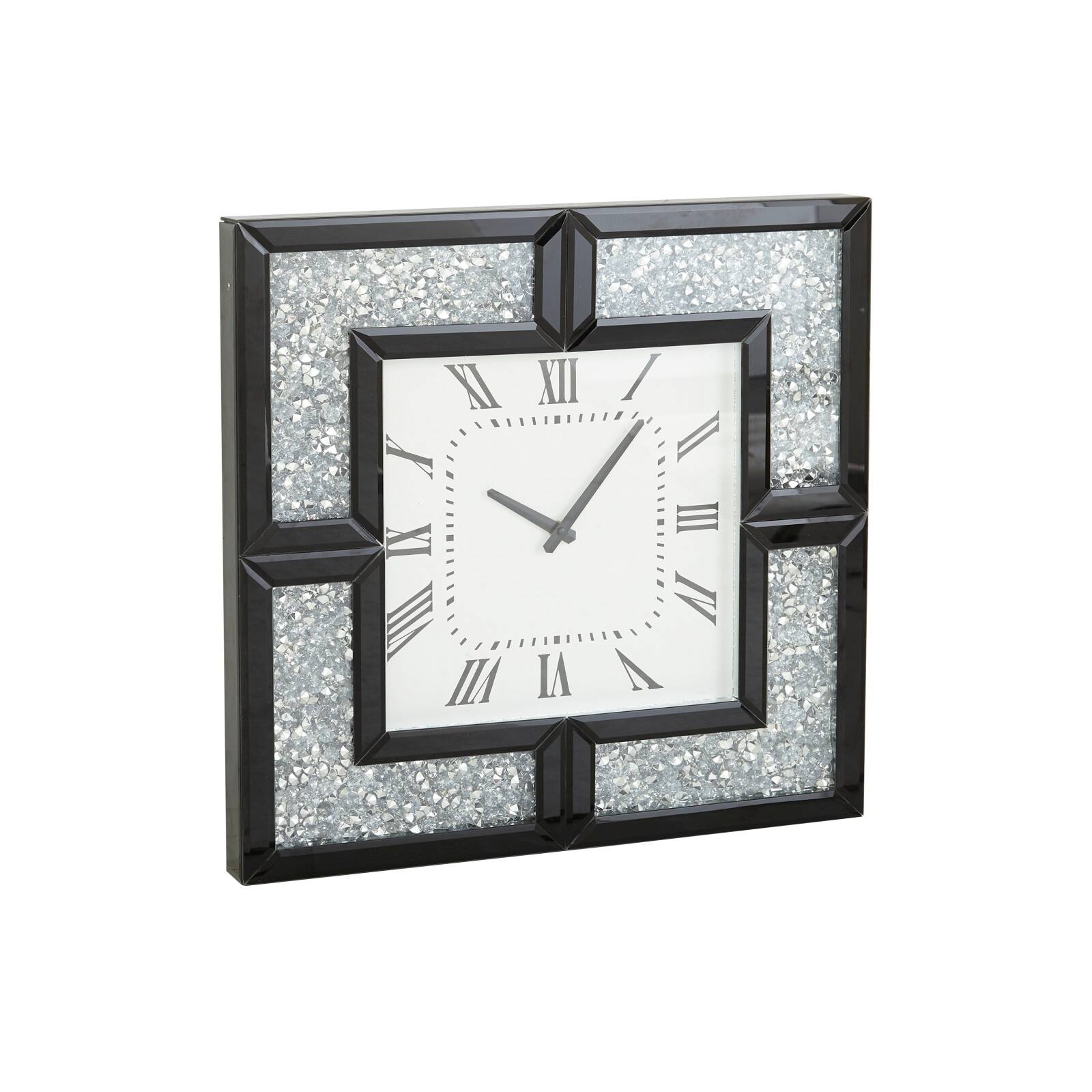 20&#x22; Black Wood Glam Wall Clock