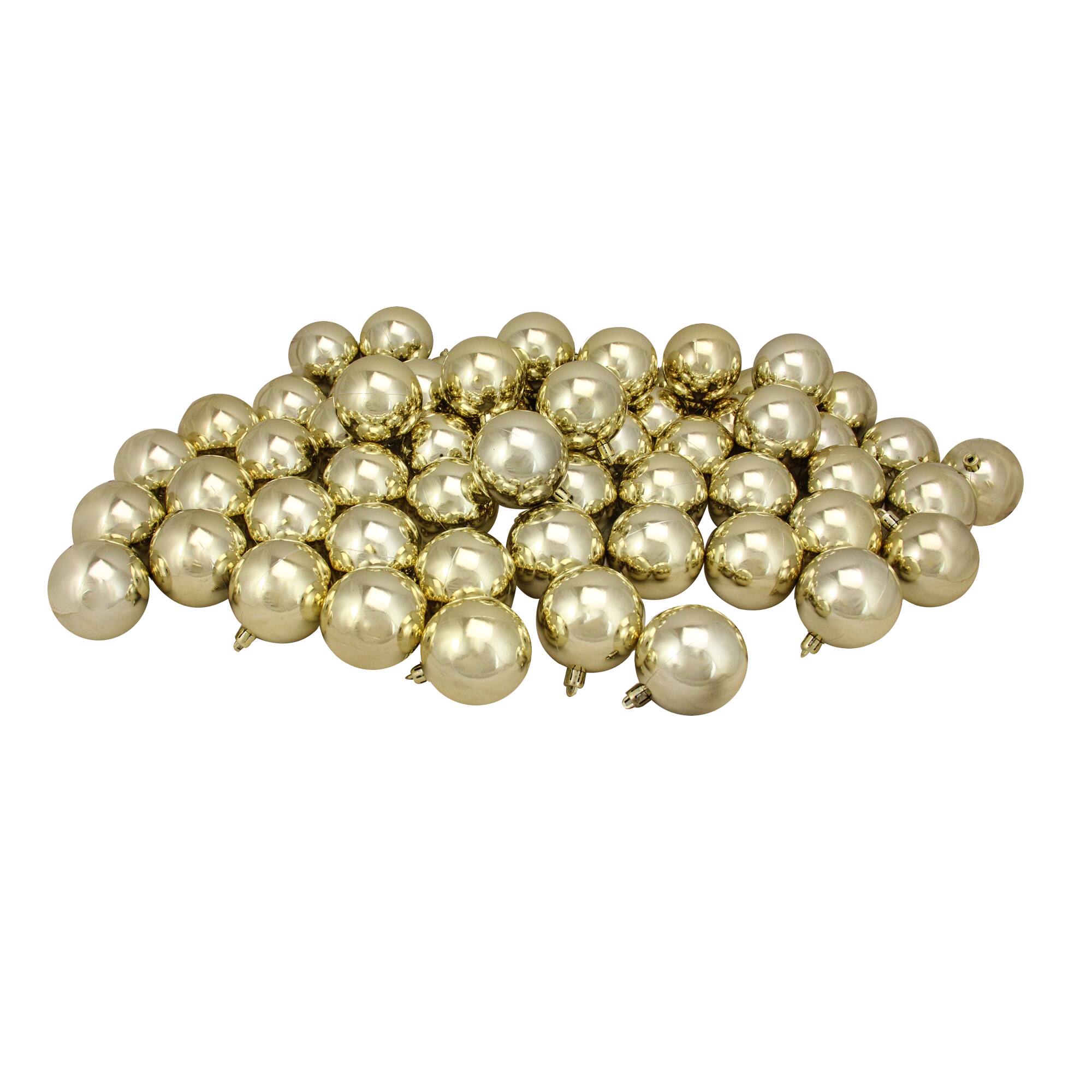 60ct Shiny Champagne Gold Shatterproof Ball Ornaments