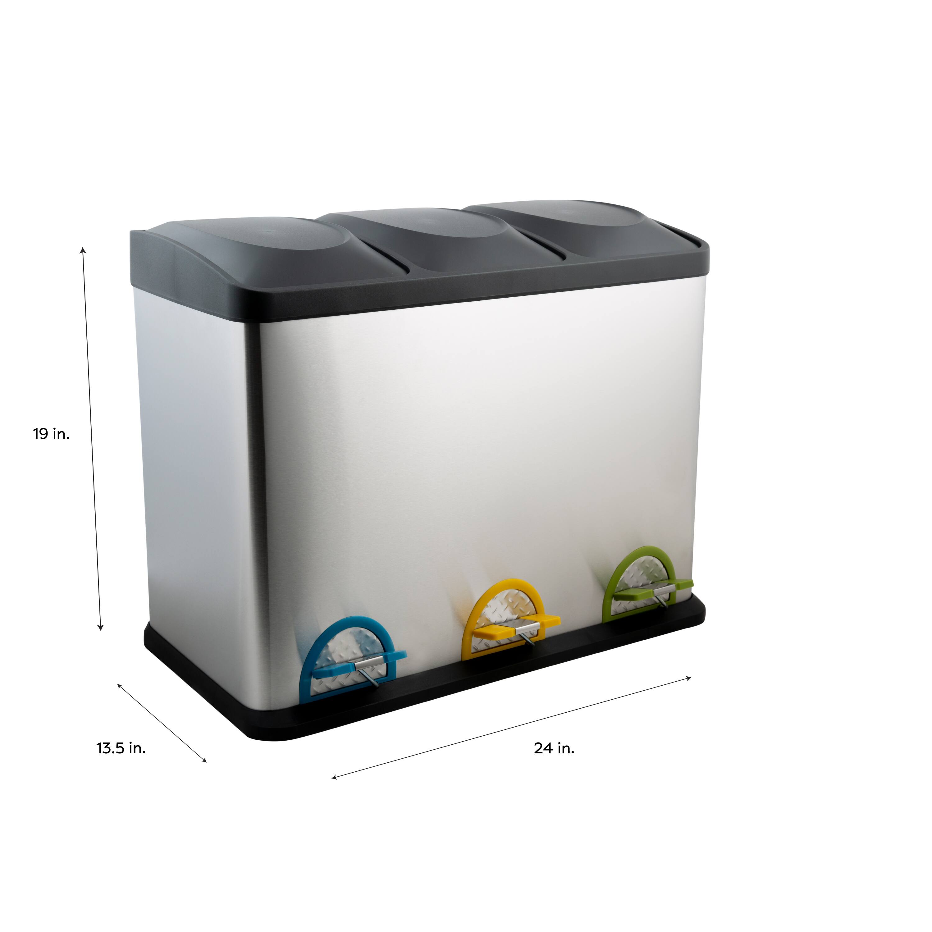 Organize It All 3 Compartment Stainless Steel Recycle Bin