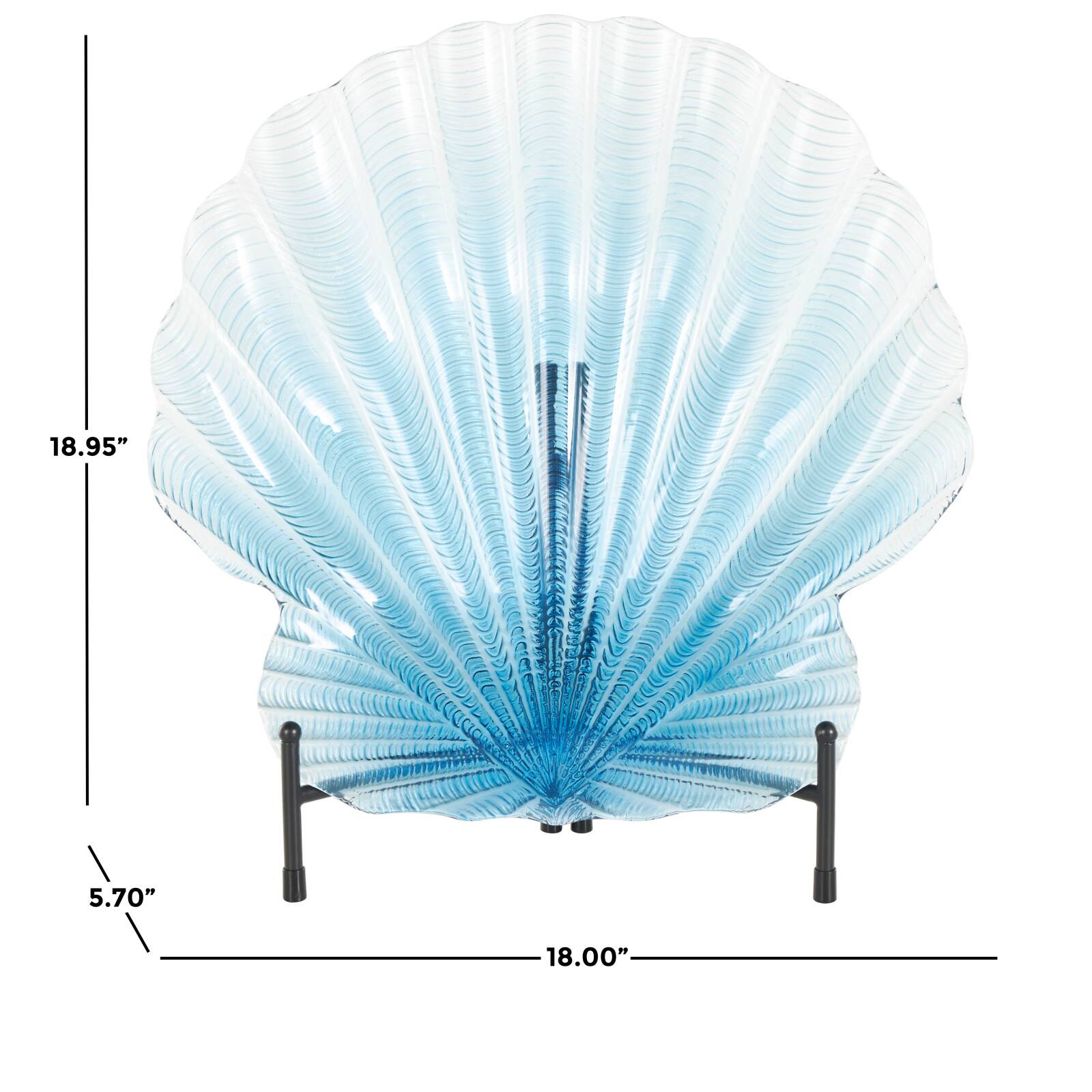 19" Blue Ombre Glass Seashell Charger with Metal Stand
