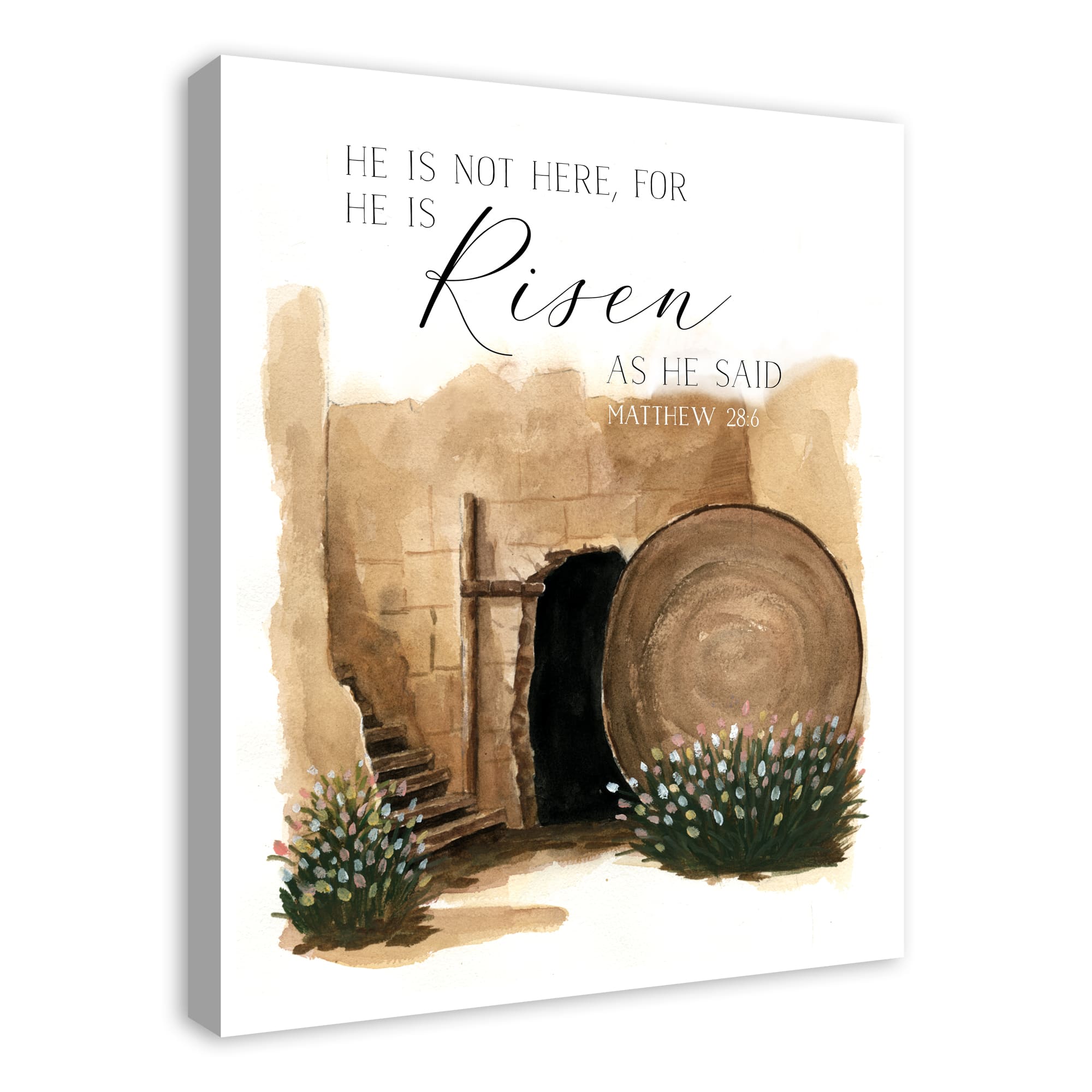 He is Risen Tomb Canvas Wall Art