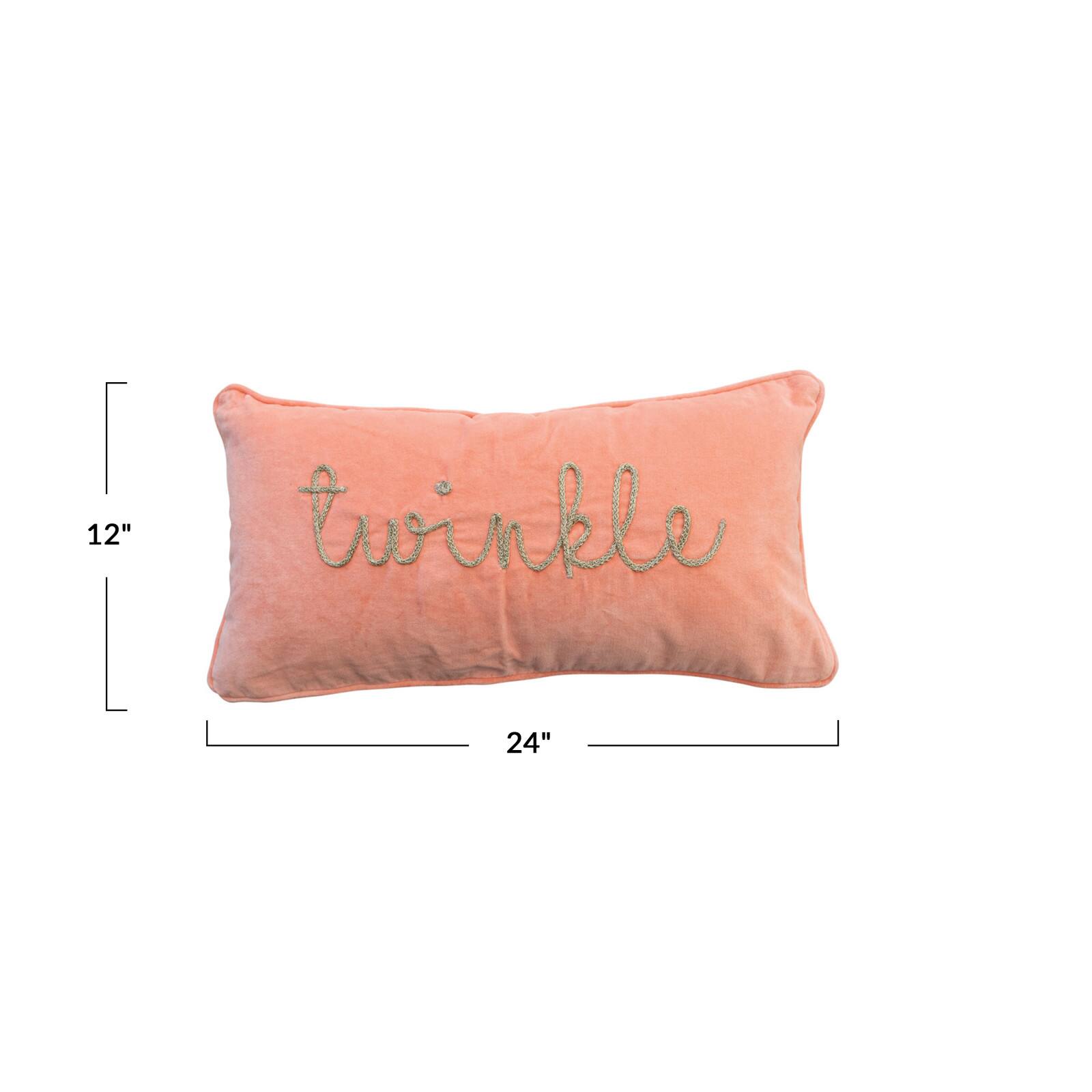 Hello Honey&#xAE; 24&#x22; x 12&#x22; Pink &#x26; Gold Twinkle Cotton Velvet Lumbar Pillow