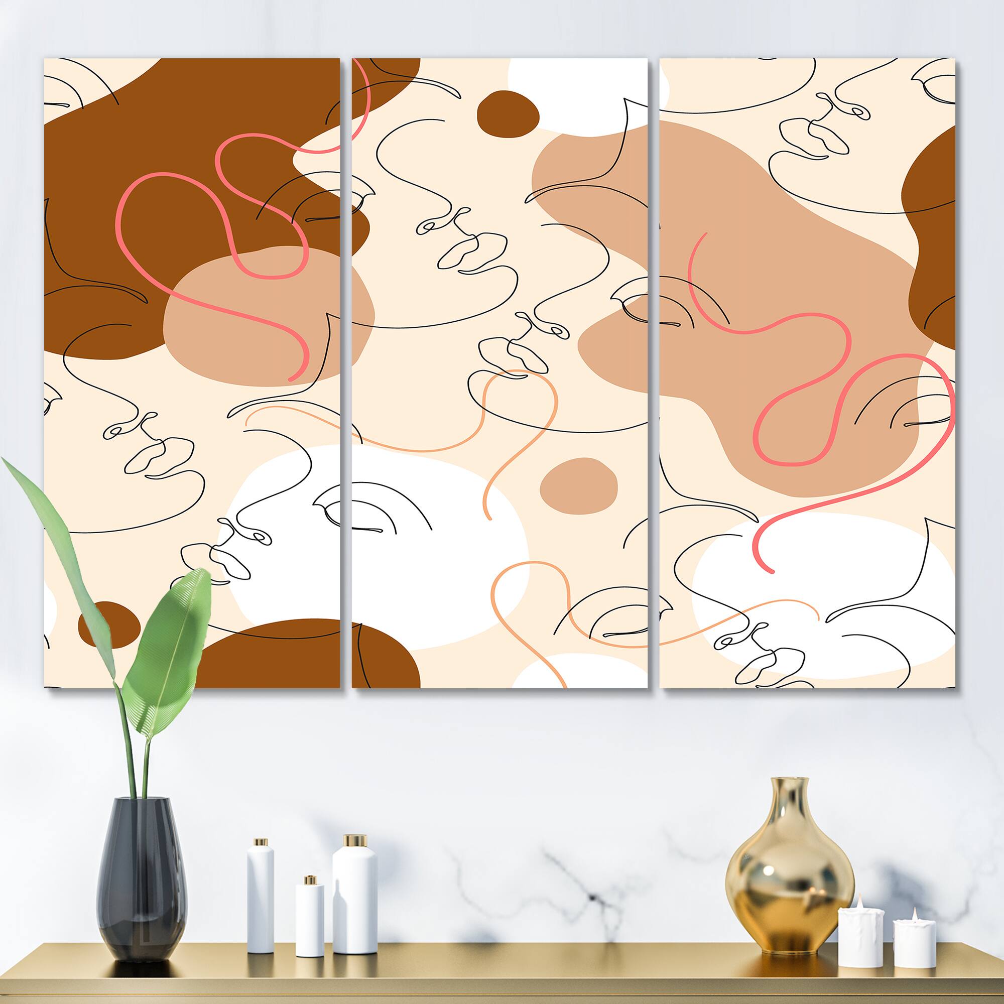 Designart - One Line Drawing Of Beautiful Woman - Modern Canvas Wall Art Print