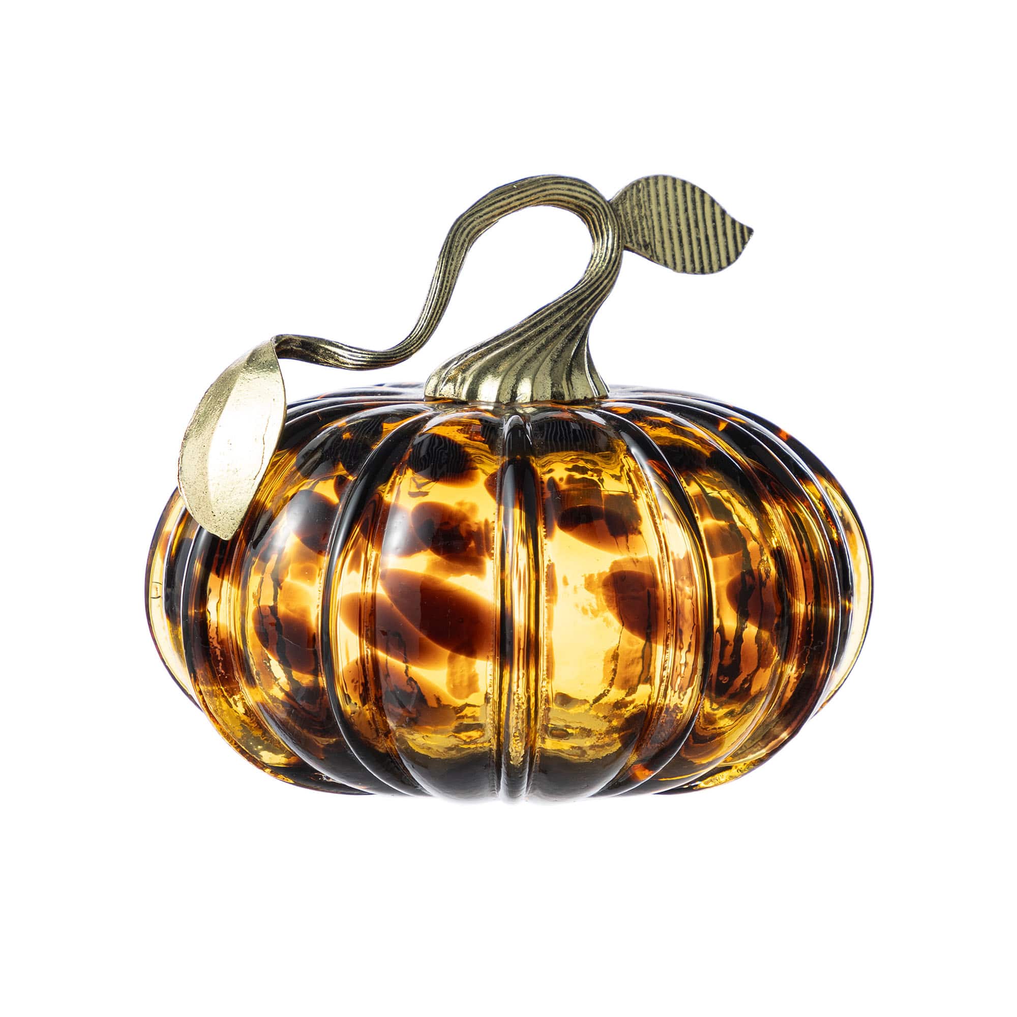 Glitzhome&#xAE; Amber Dots Glass Pumpkin