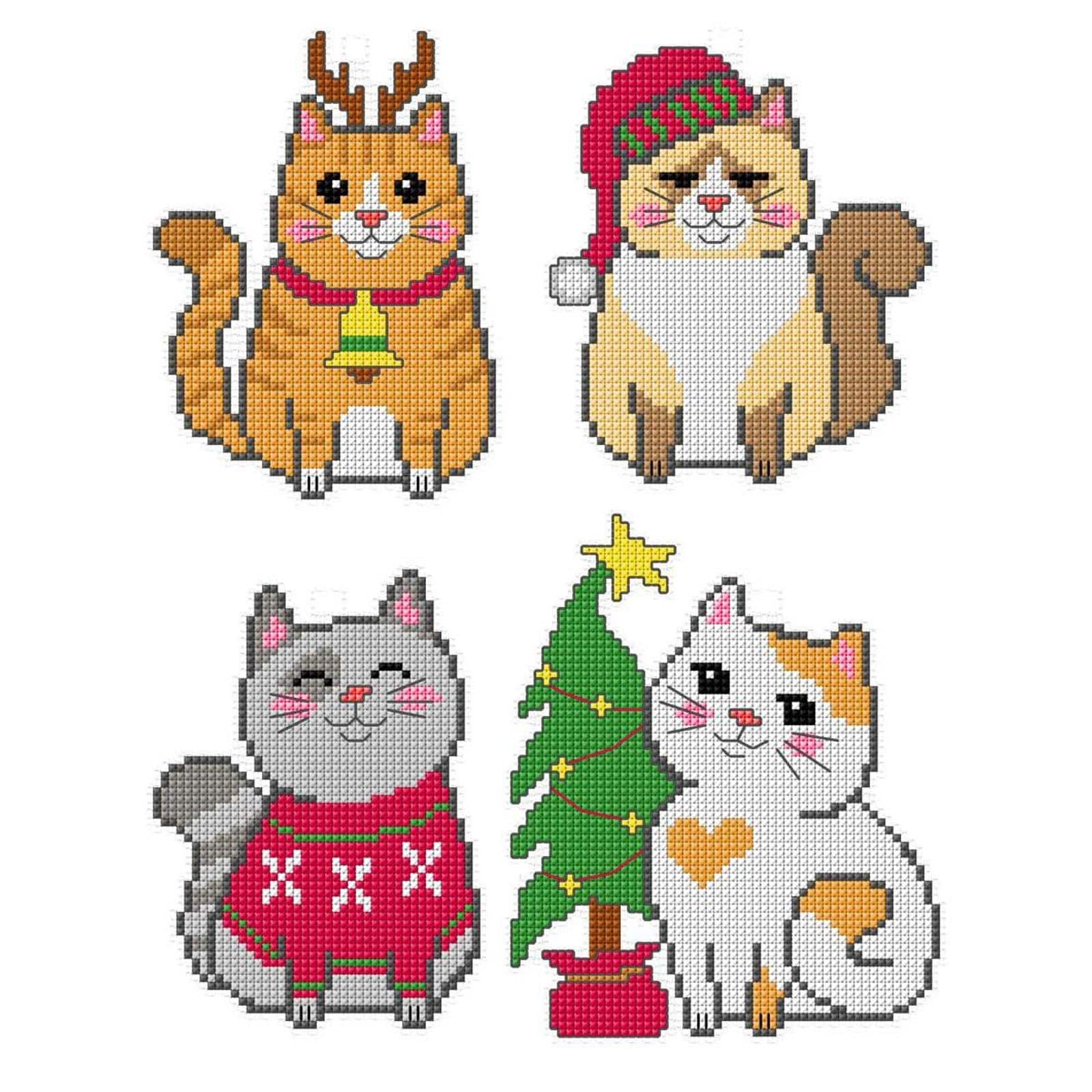 Orchidea Christmas Cats Set Plastic Canvas Plastic Canvas Counted Cross Stitch Kit