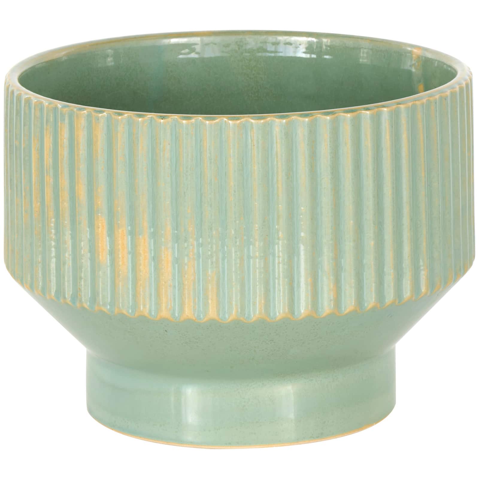Linear Grooves Wide Ceramic Planter Set