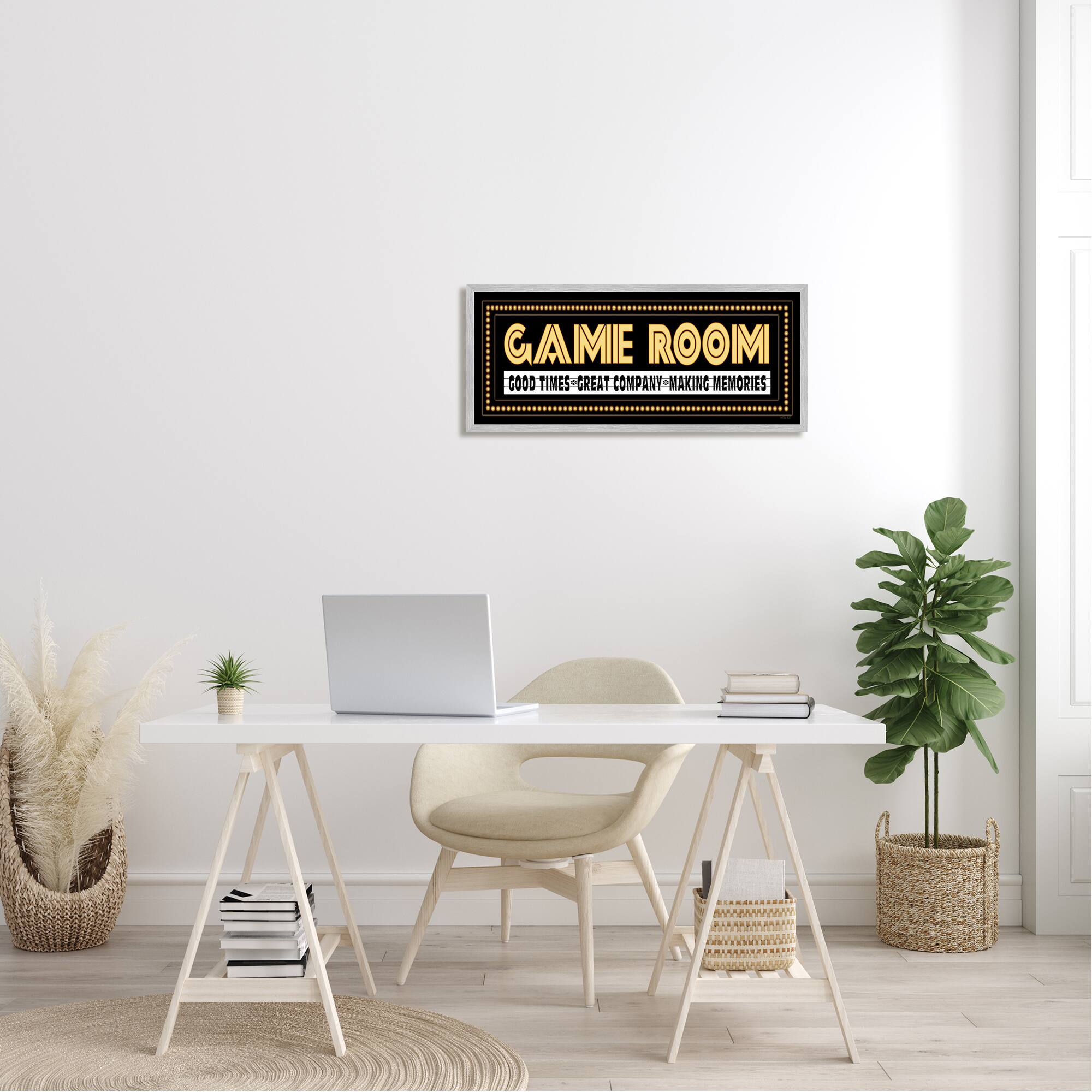 Stupell Industries Arcade Game Room Quote Vintage Style Sign Framed Giclee Art