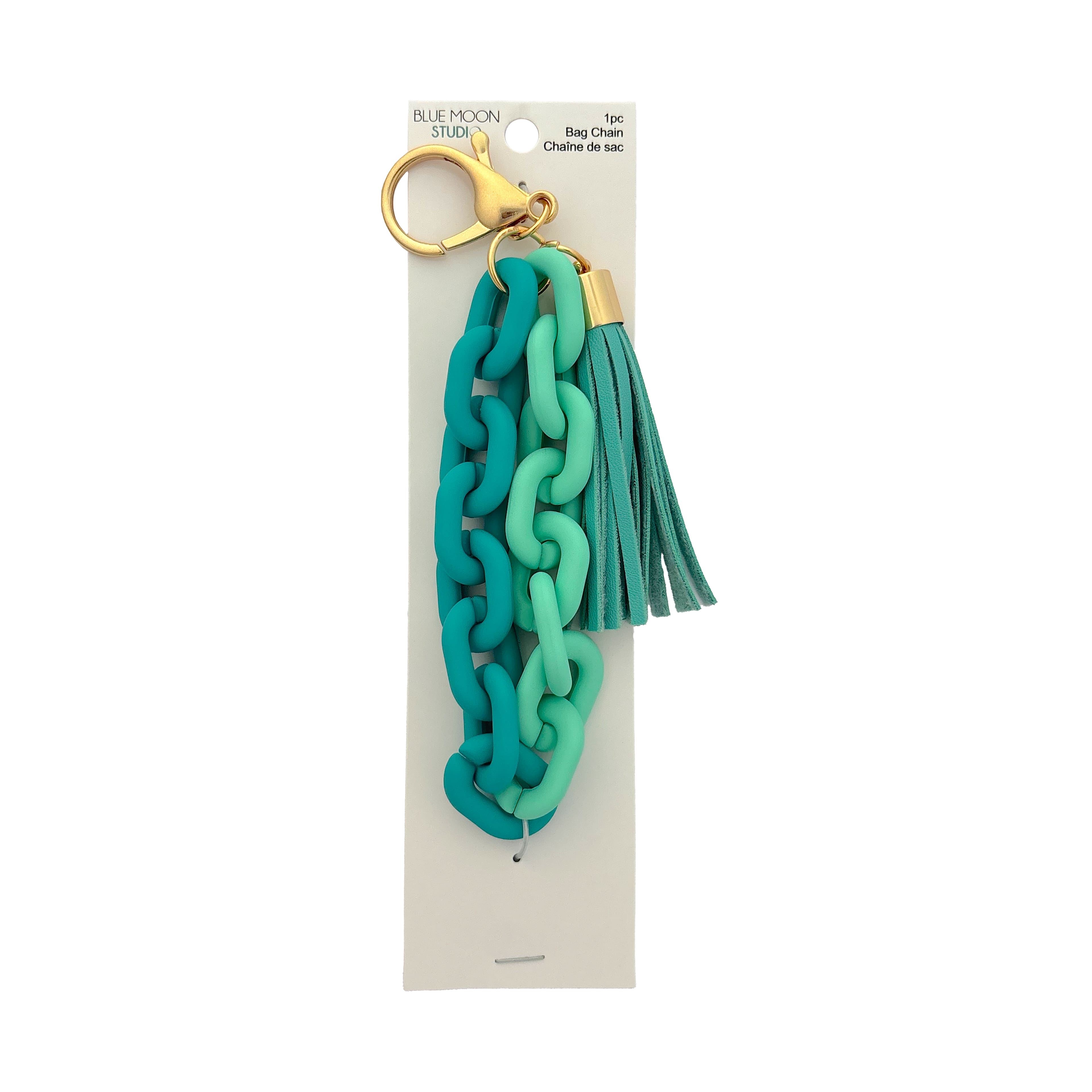 Blue Moon Studio™ Teal Chain Link Bag Charm with Tassel