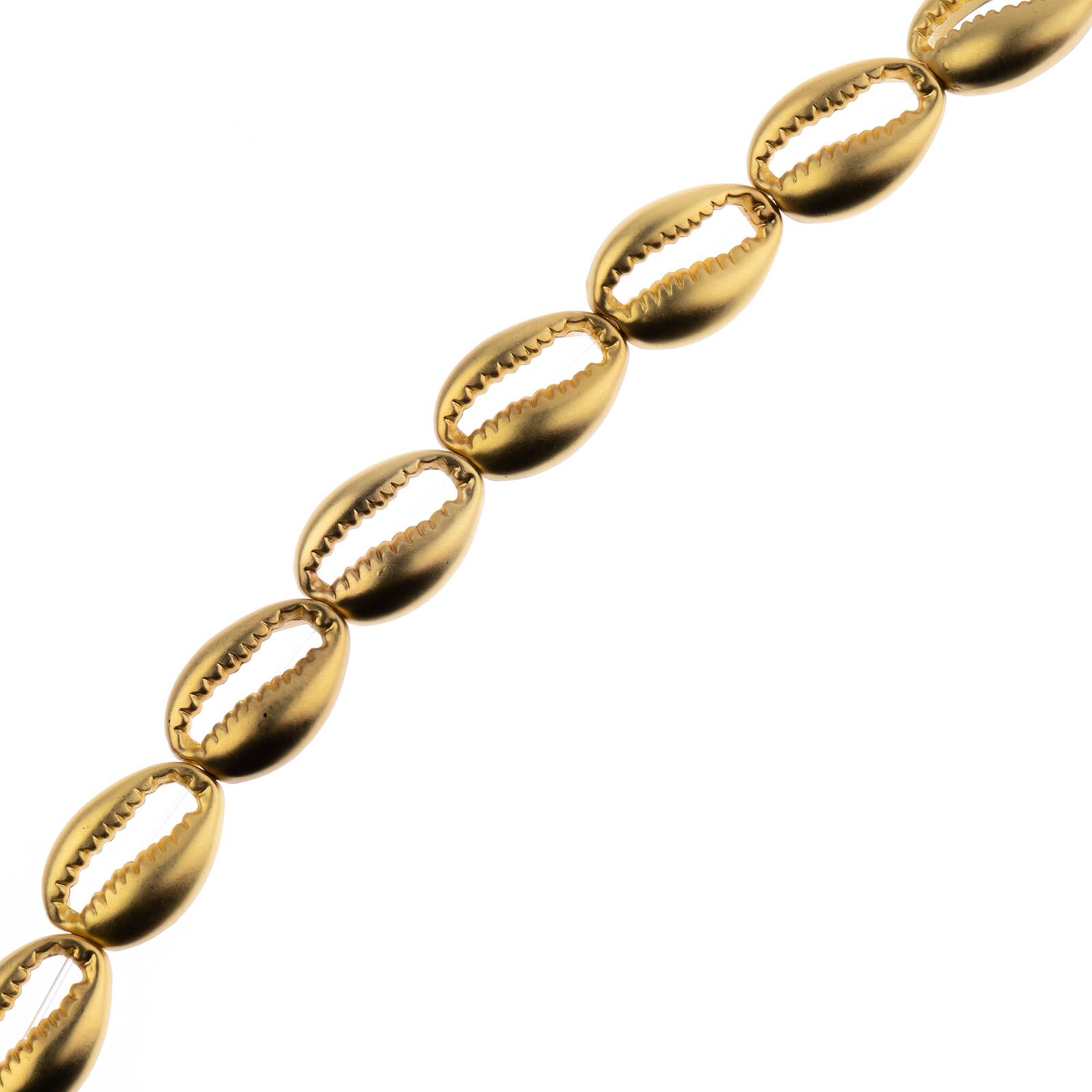 John Bead Matte Gold Metal Cowrie Beads, 16mm