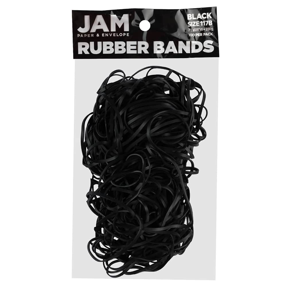 JAM Paper Size 117B Black Rubber Bands, 100ct.