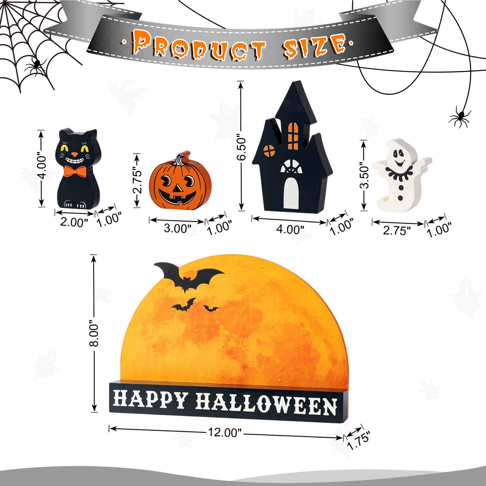 Glitzhome&#xAE; 12&#x22;L HAPPY HALLLOWEEN Wooden Table Block Set