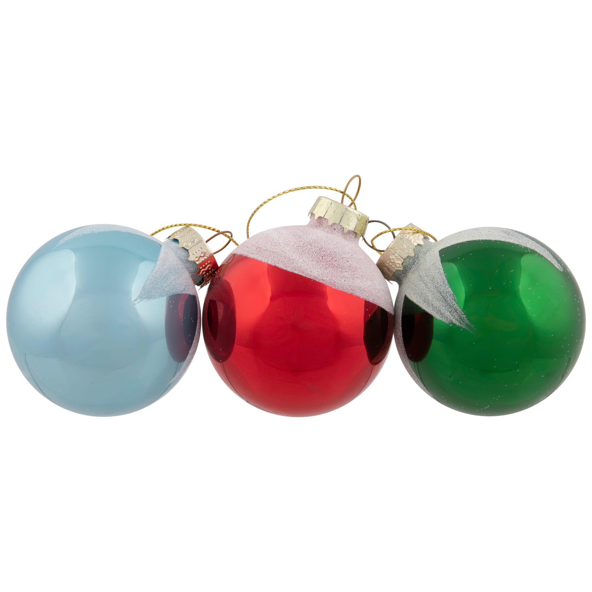 12ct. 2.5" Frosted & Glittered Multicolor Glass Ball Ornaments