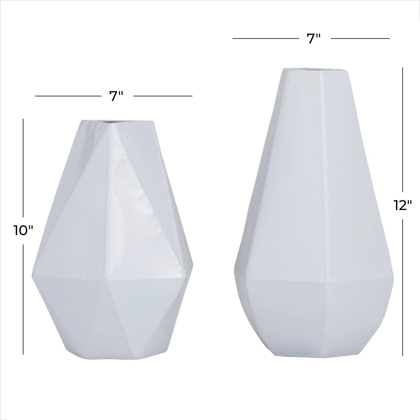 CosmoLiving by Cosmopolitan White Iron Contemporary Vase, 12&#x22; x 10&#x22;