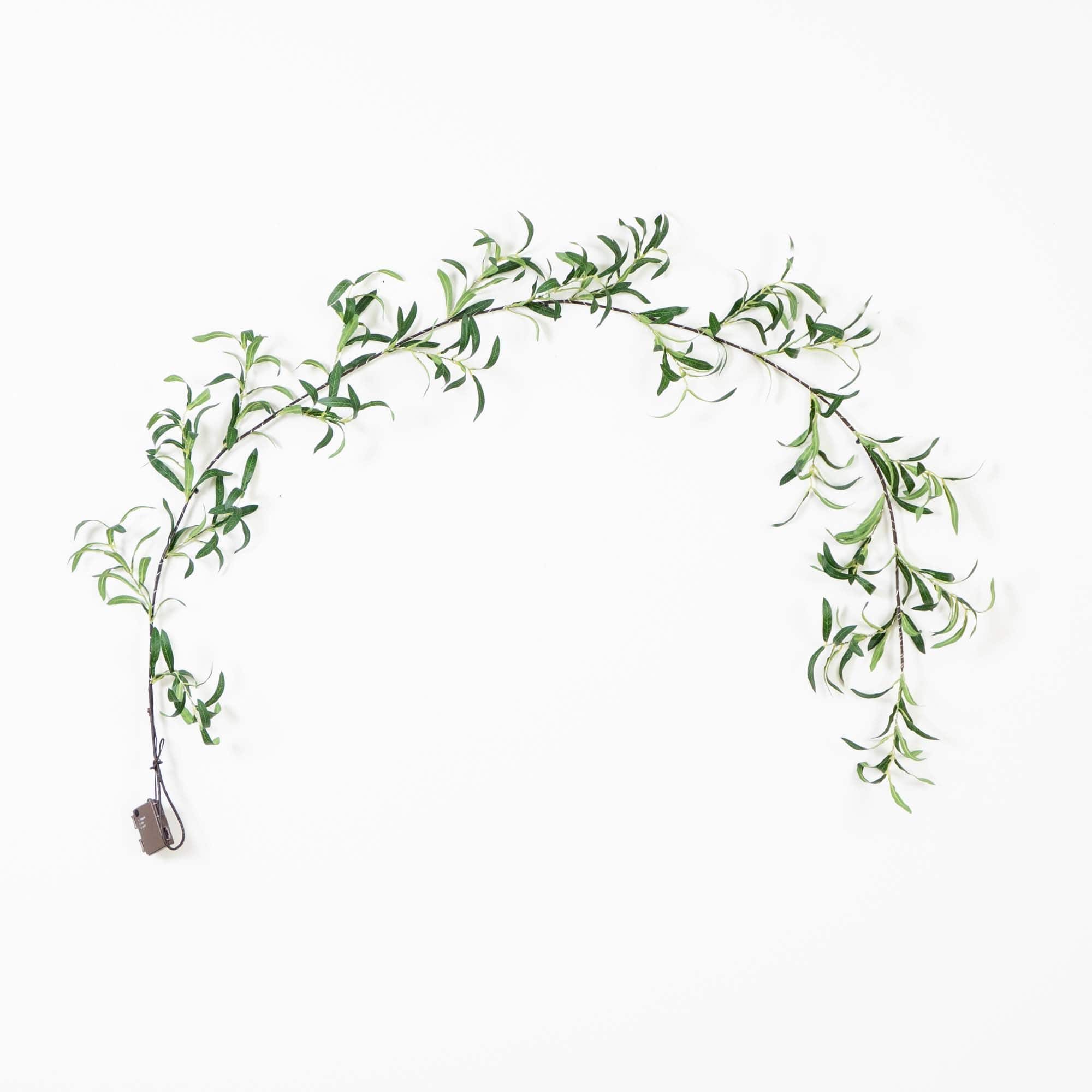 6.5ft. Pre-Lit LED Green Olive Leaf Garland