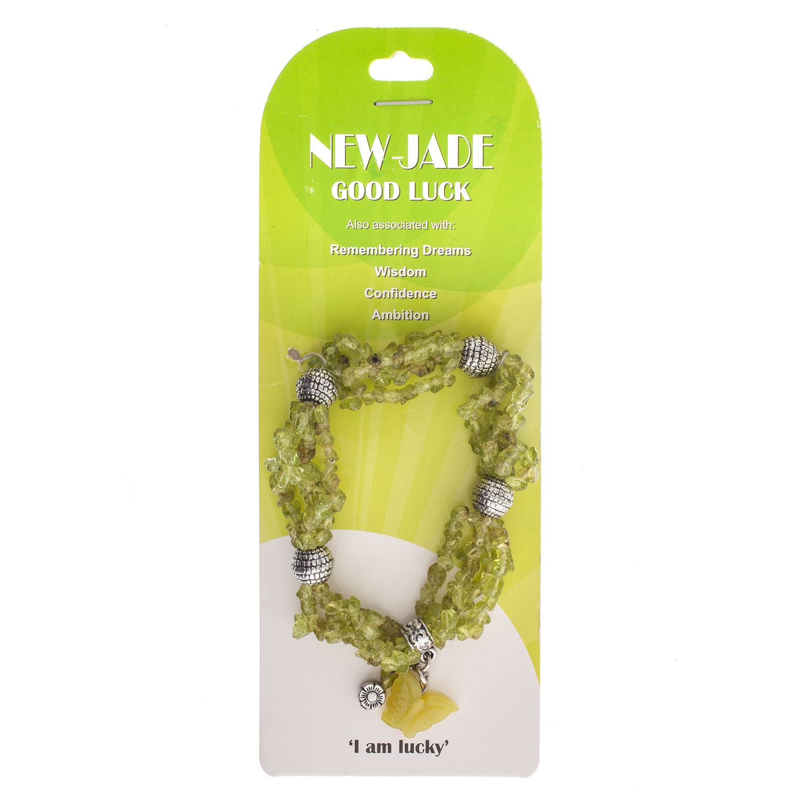 John Bead New Jade Peridot 4-Strand Bracelet with Jade Butterfly Charm