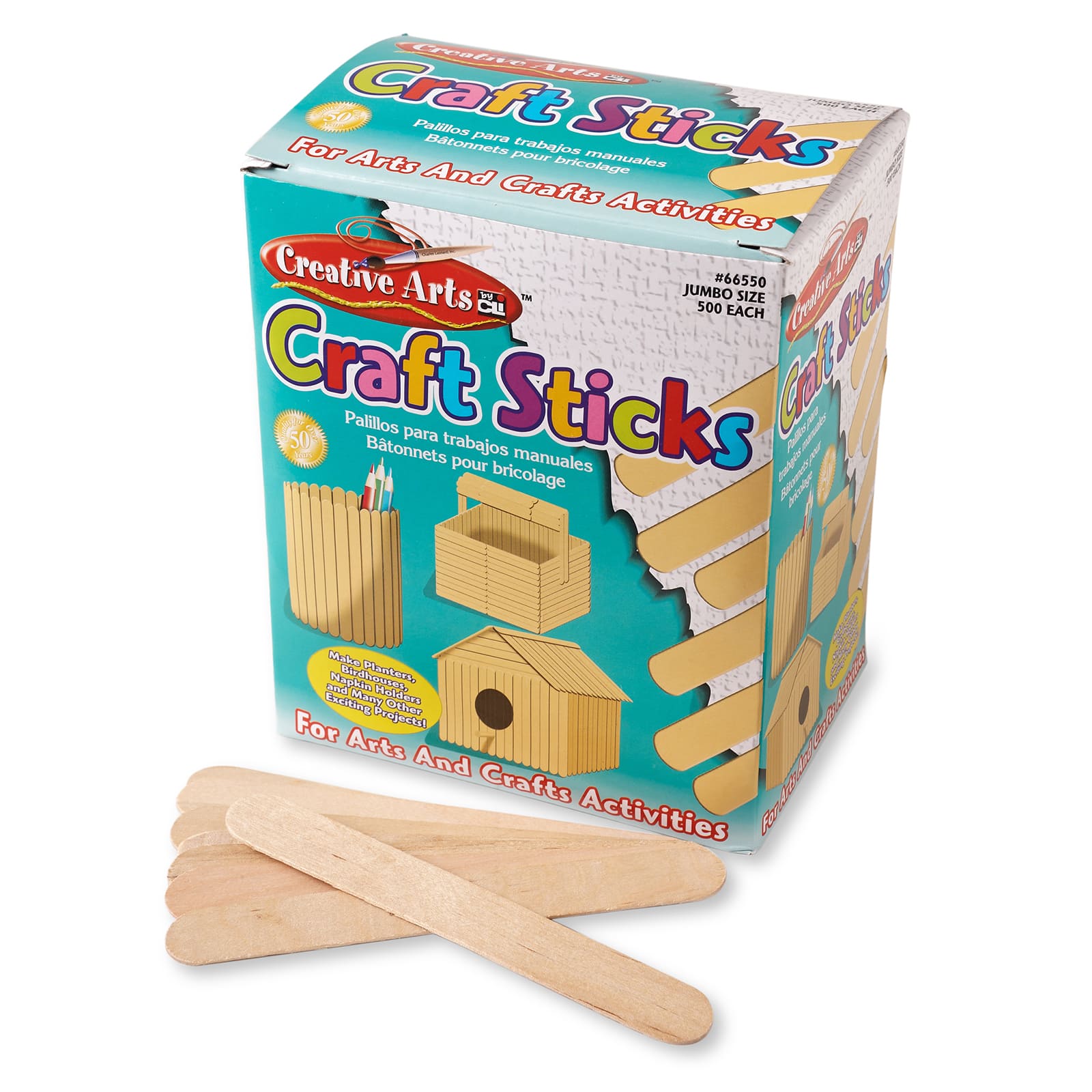 Charles Leonard Creative Arts&#x2122; Jumbo Natural Craft Sticks, 2 Packs of 500